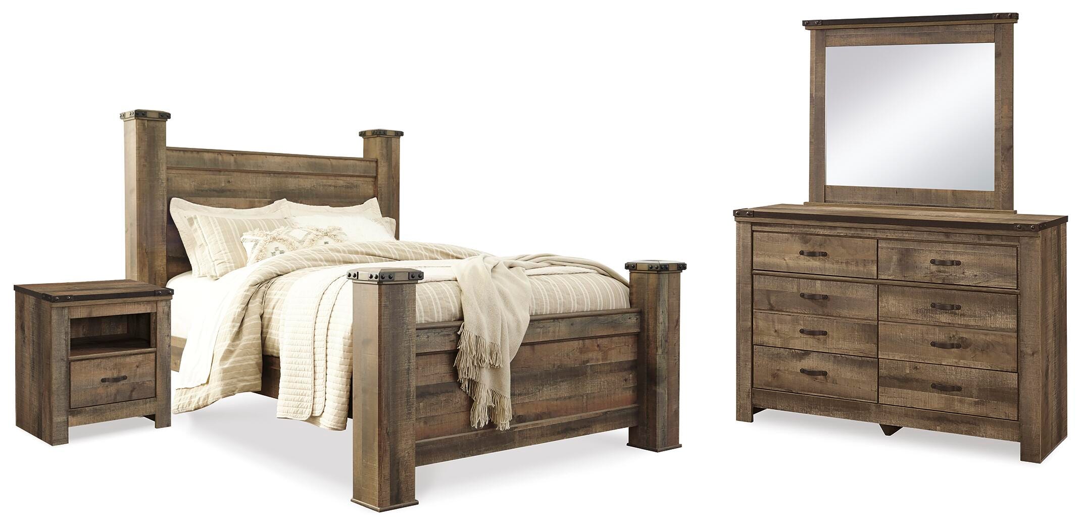 Cama tamaño queen, tocador, espejo y mesita de noche Trinell - image 1