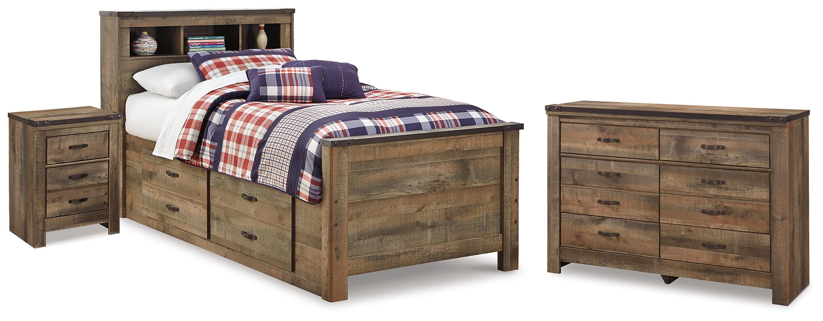 Trinell Twin Bookcase Storage Bed, Dresser and Nightstand - image 1