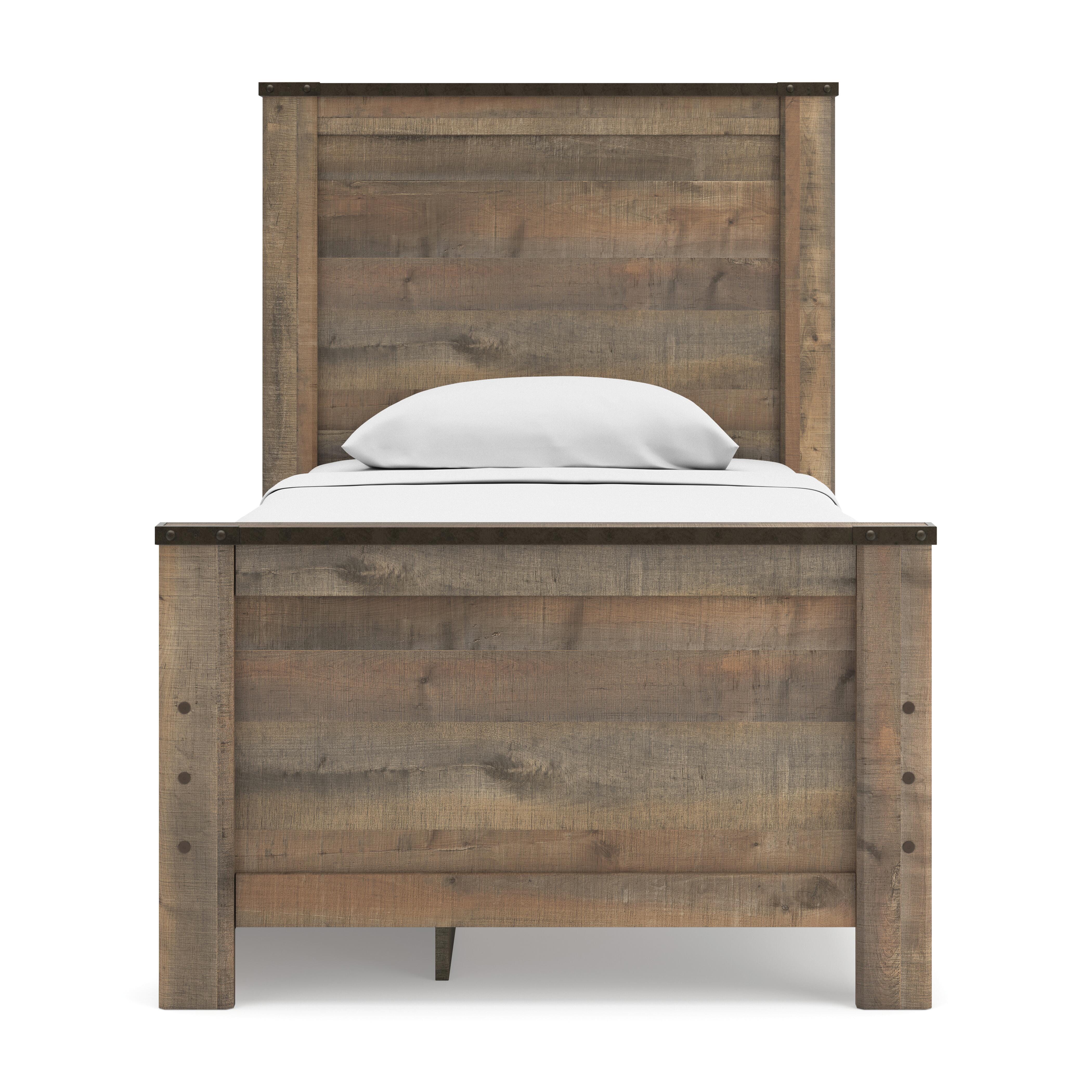 Trinell Twin Panel Bed with 2 Storage Drawers, Brown, large