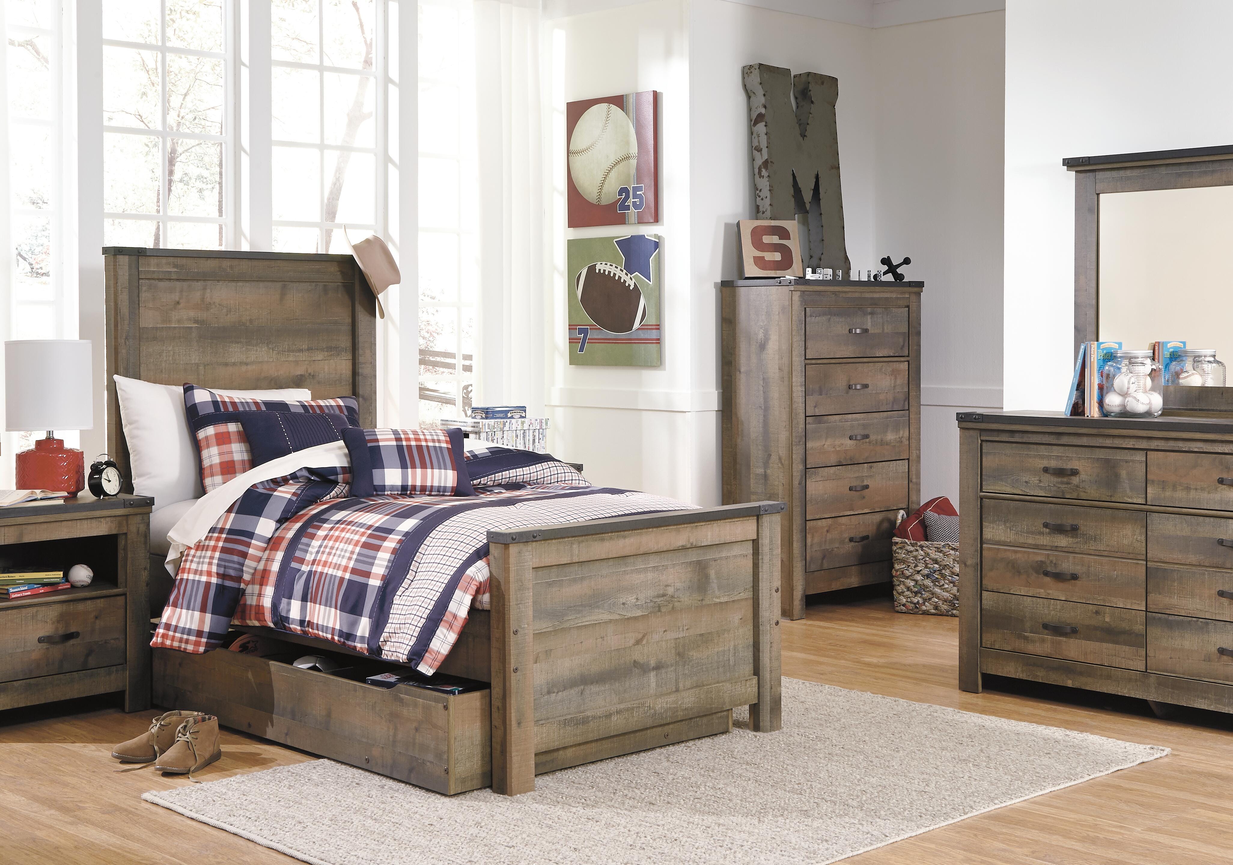 Trinell Twin Panel Bed with 1 Large Storage Drawer | Ashley