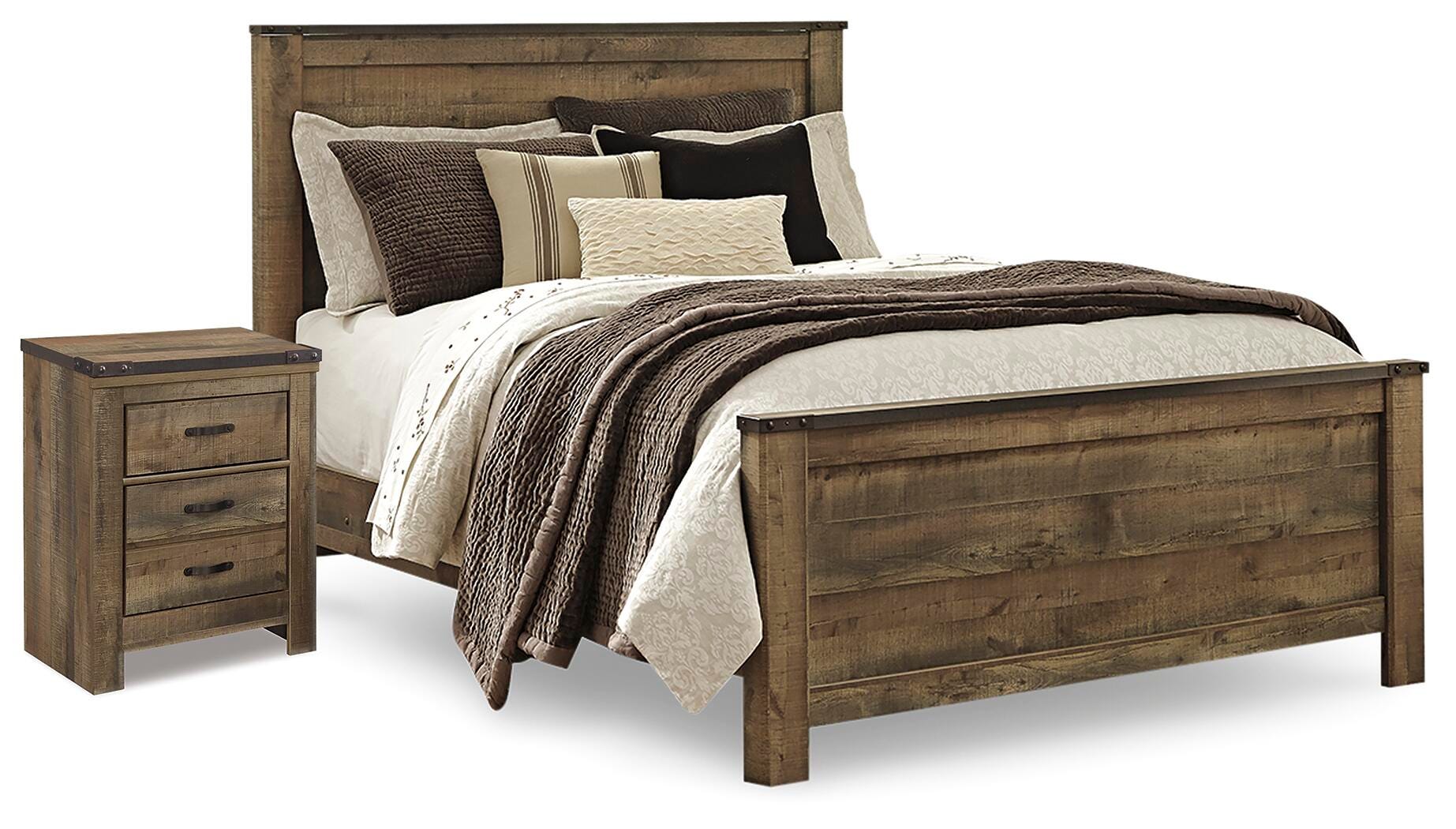 Cama Trinell Queen con Panel y Mesita de Noche - image 1