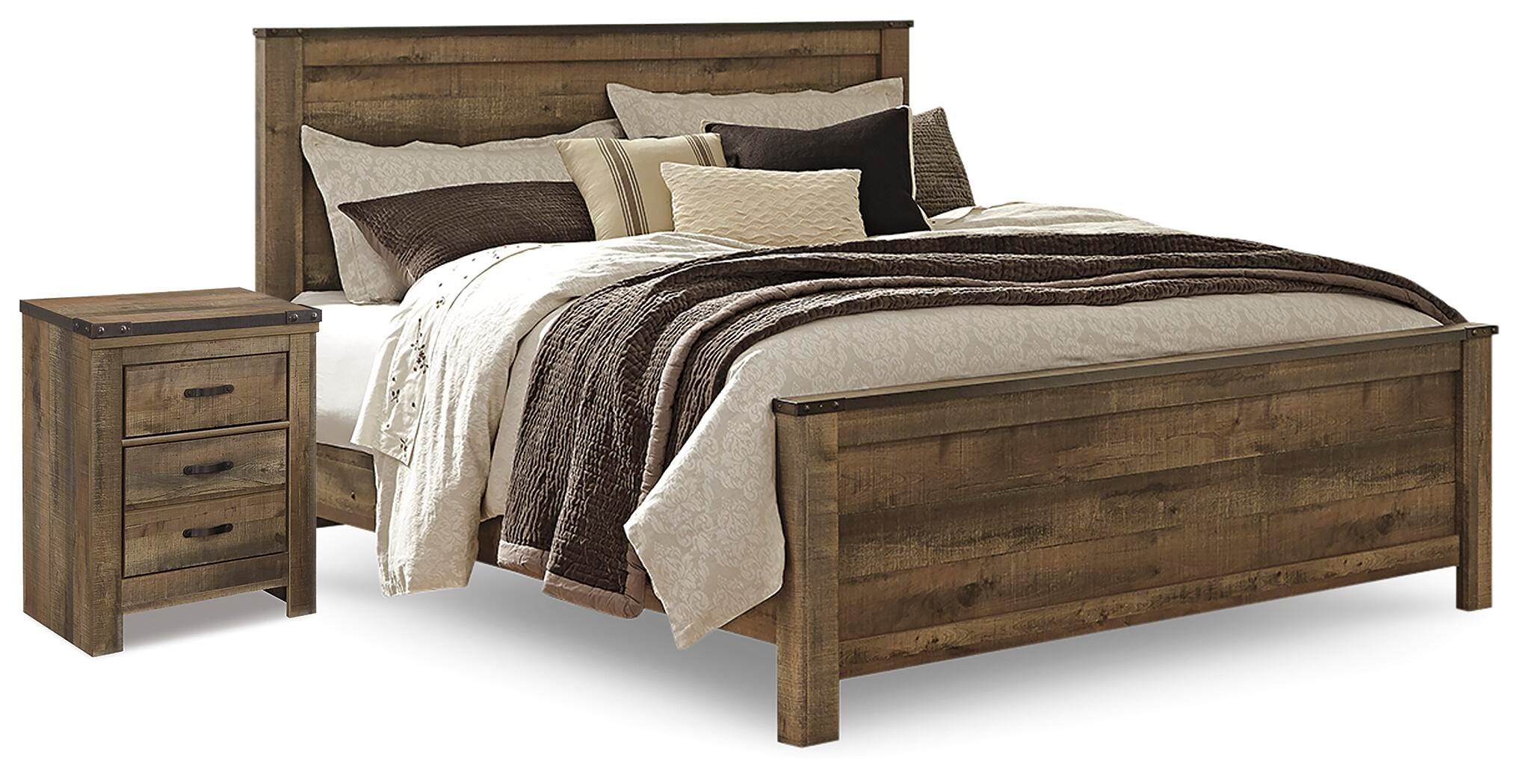 Cama tamaño King con panel y mesita de noche Trinell - image 1