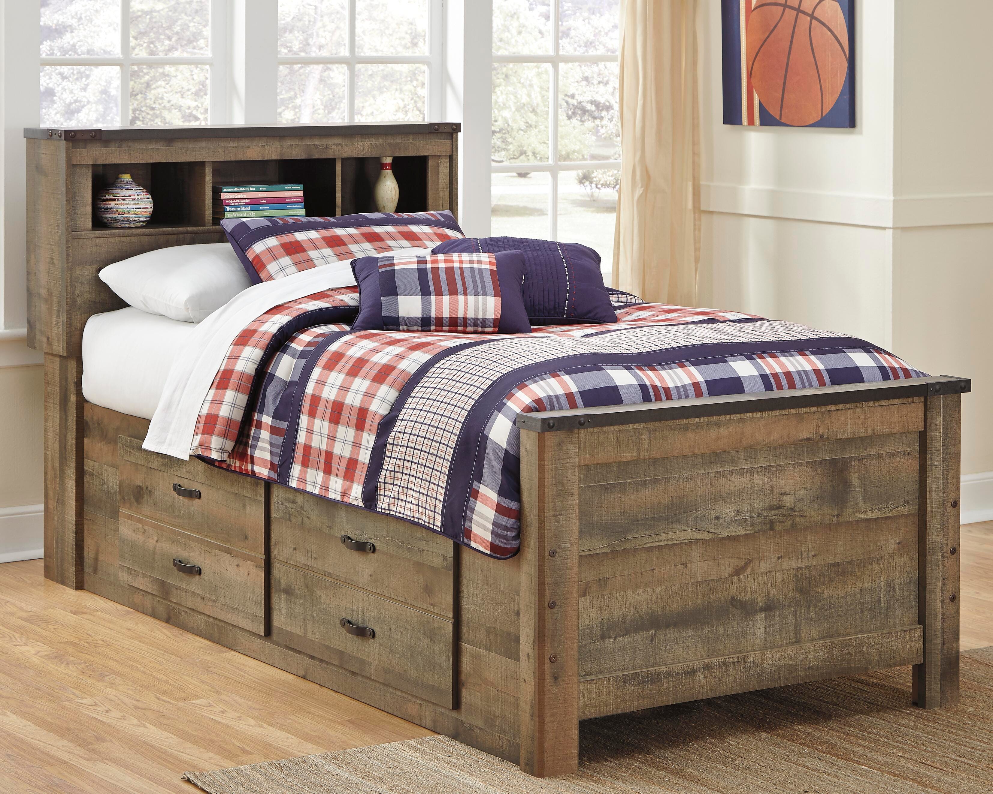 Cama Trinell de paneles dobles con almacenamiento y mesita de noche - image 6