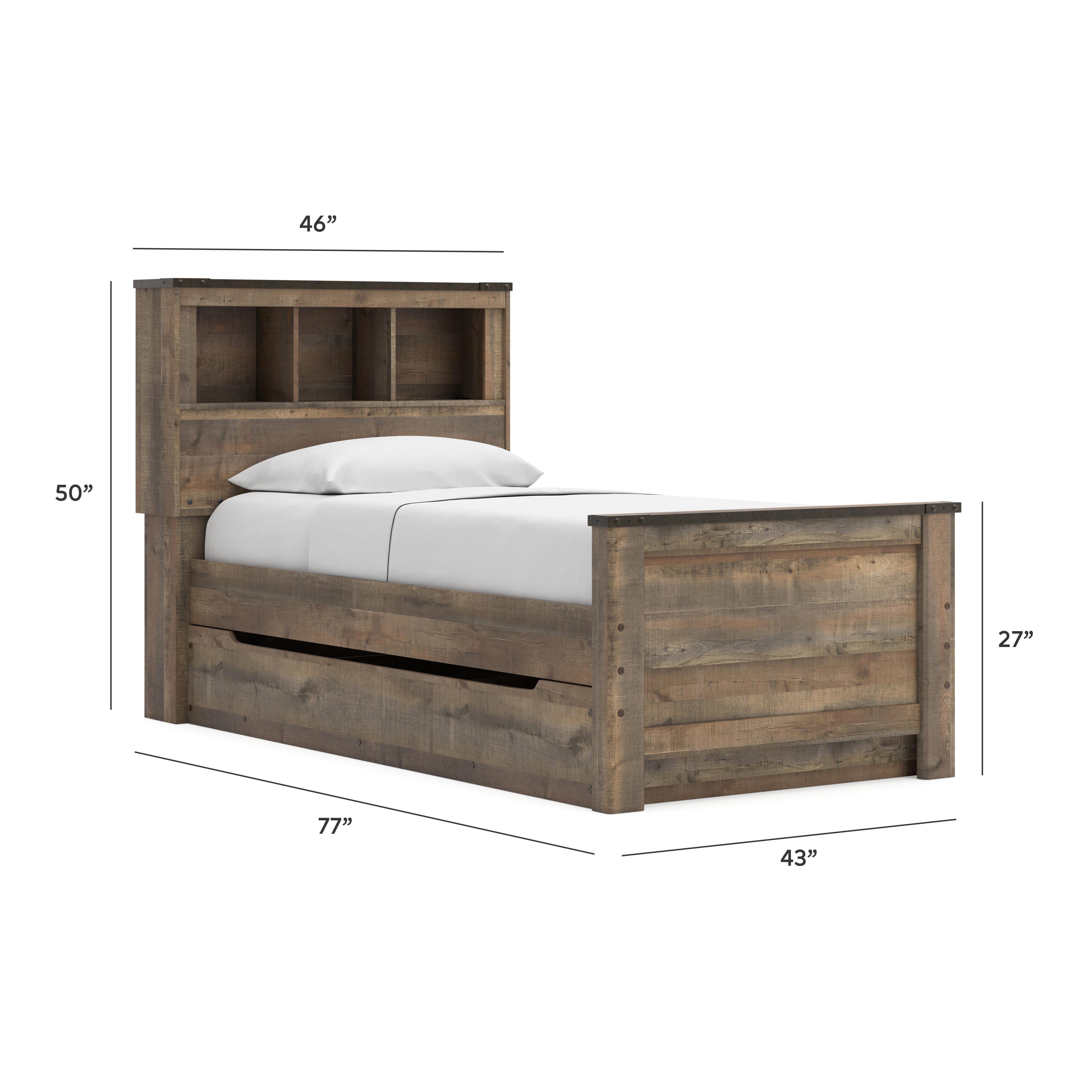Cama librería individual Trinell con 1 cajón grande de almacenamiento - image 9