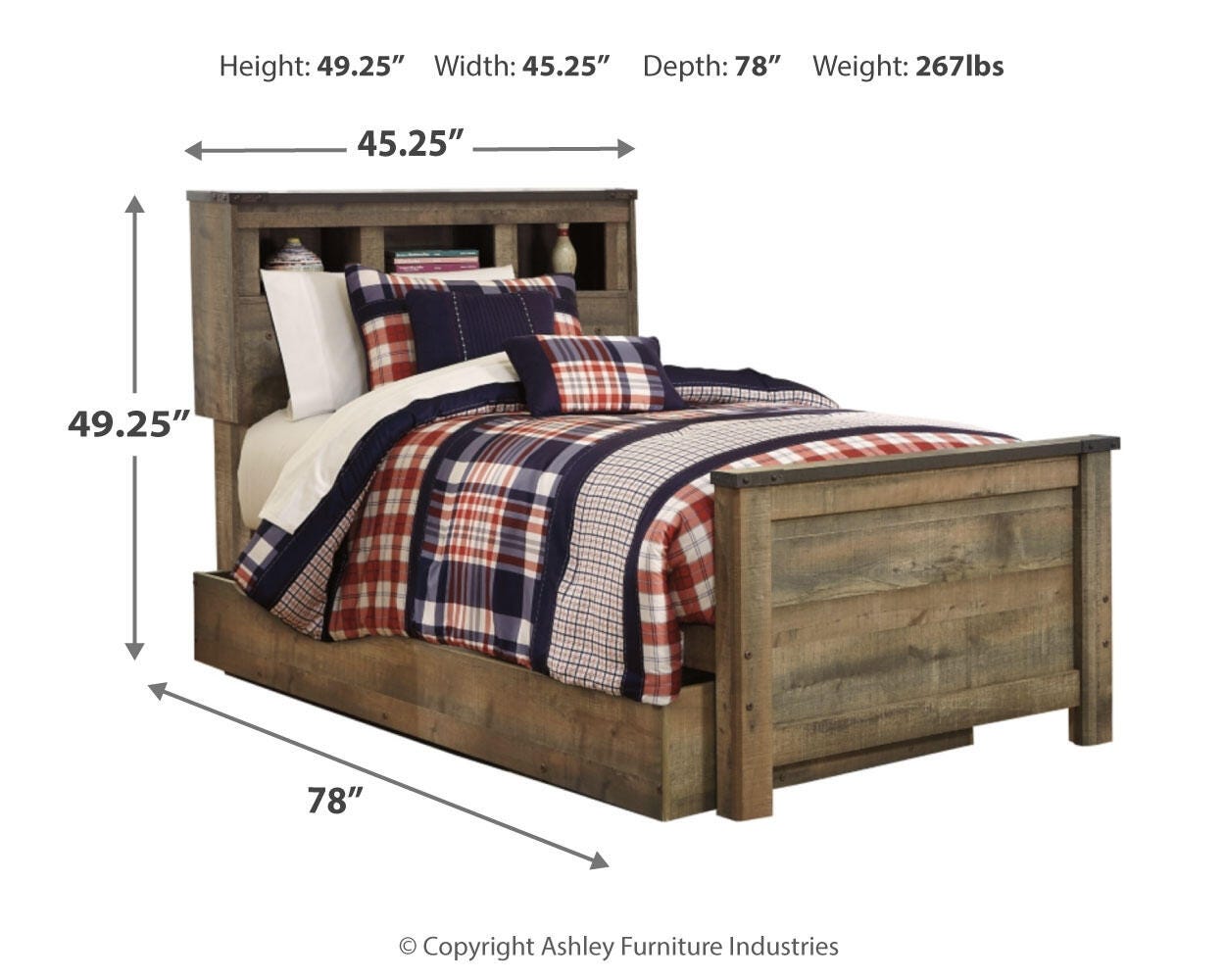 Trinell Twin Bookcase Bed with 1 Large Storage Drawer - image 5