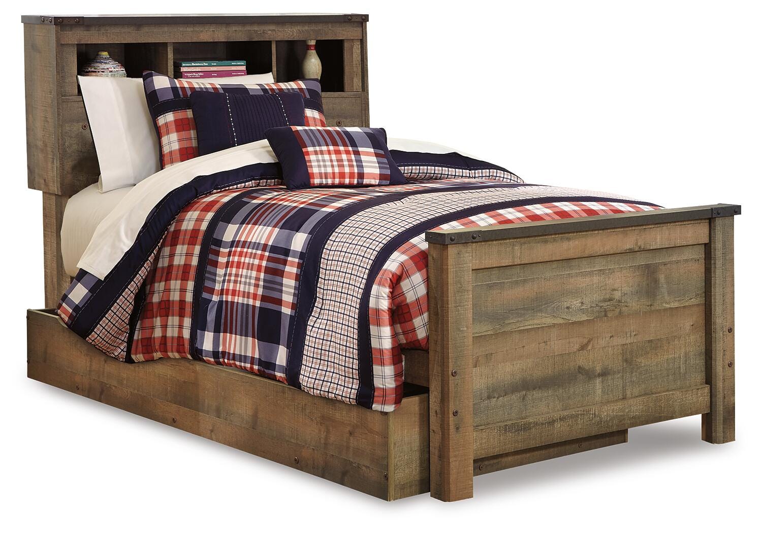 Trinell Twin Bookcase Bed with 1 Large Storage Drawer, , large