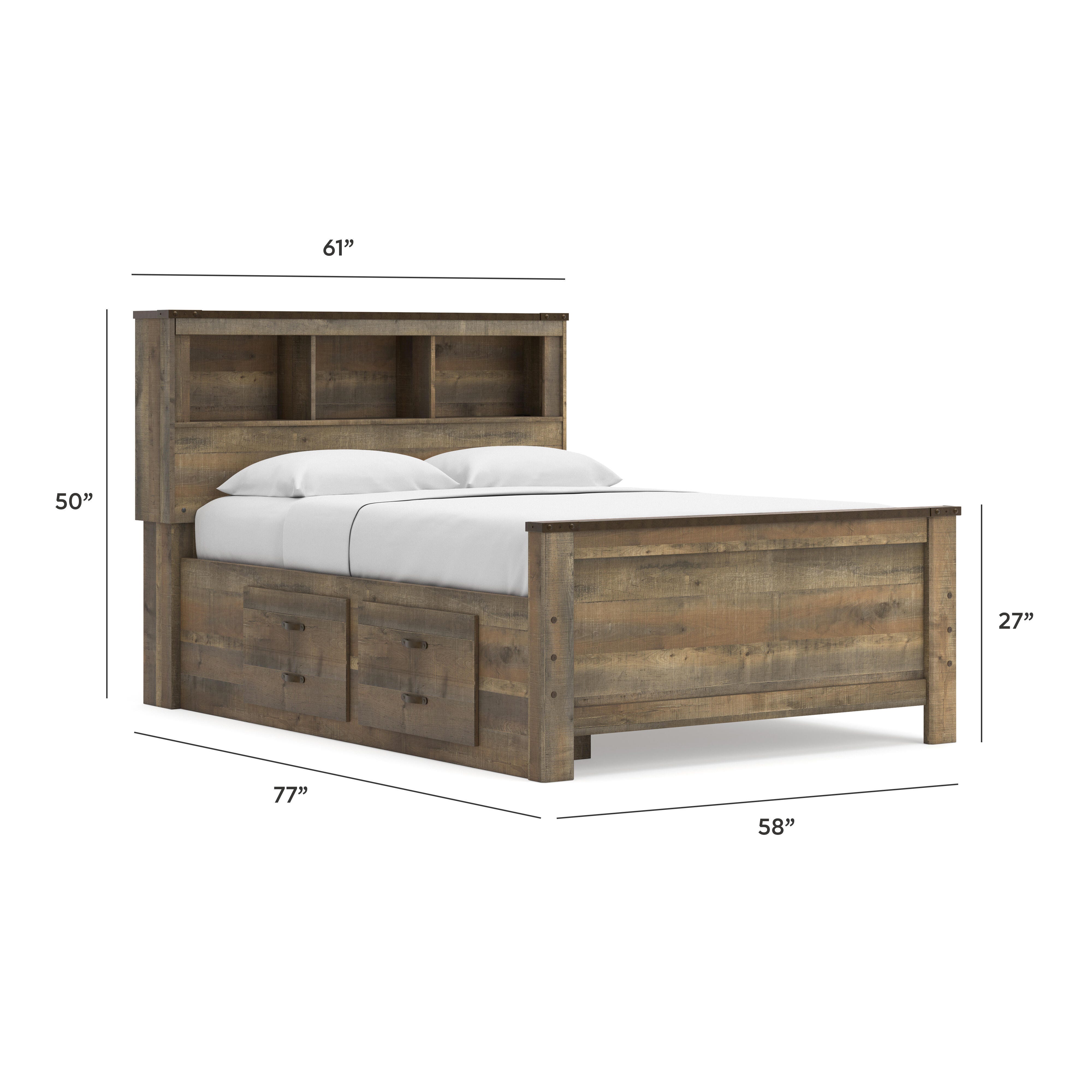 Cama Trinell con estantería completa y 2 cajones de almacenamiento - image 9