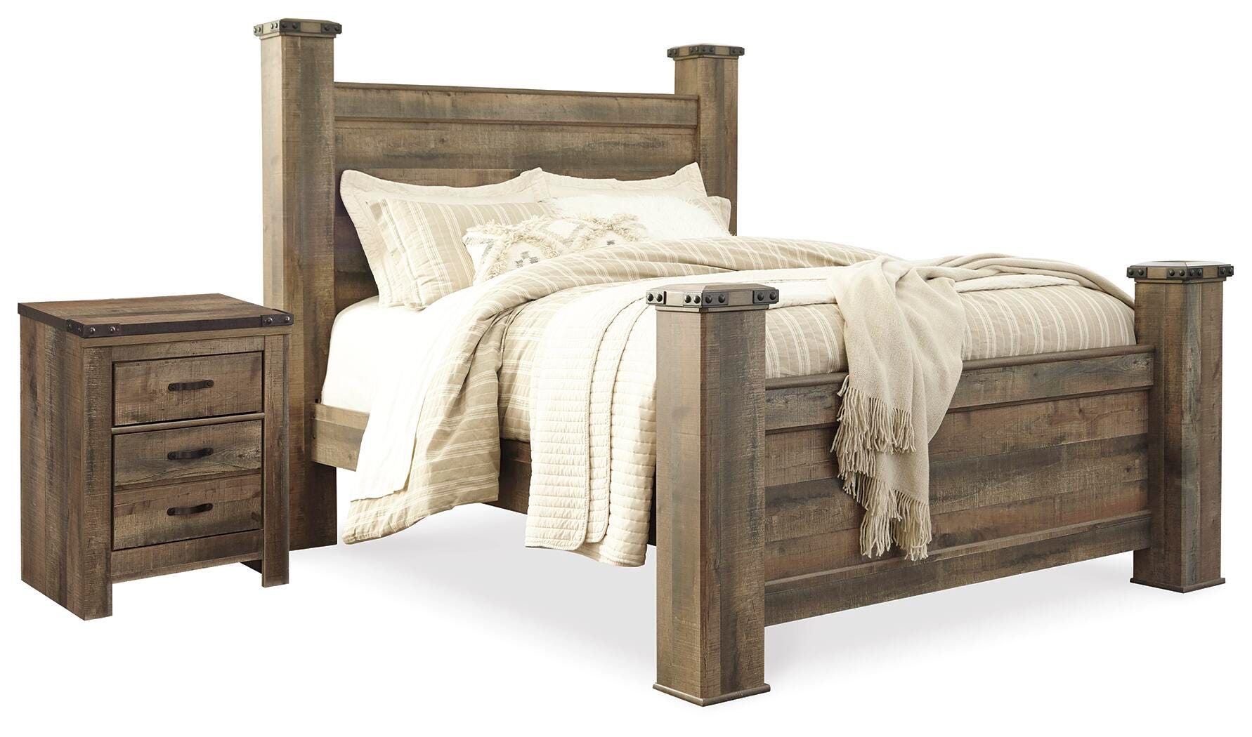 Cama Queen con dosel y mesita de noche Trinell - image 1