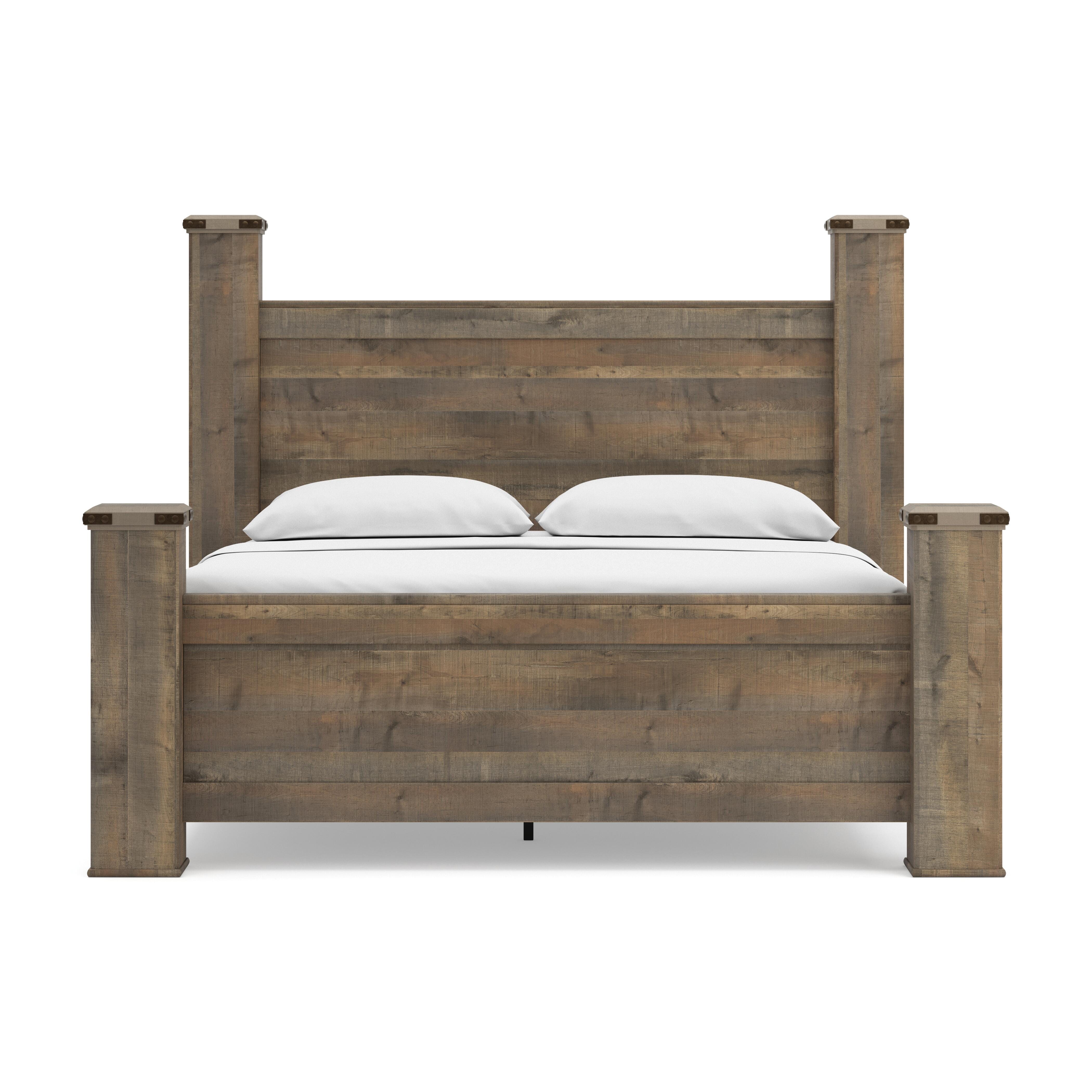 Trinell King Poster Bed, Brown, large