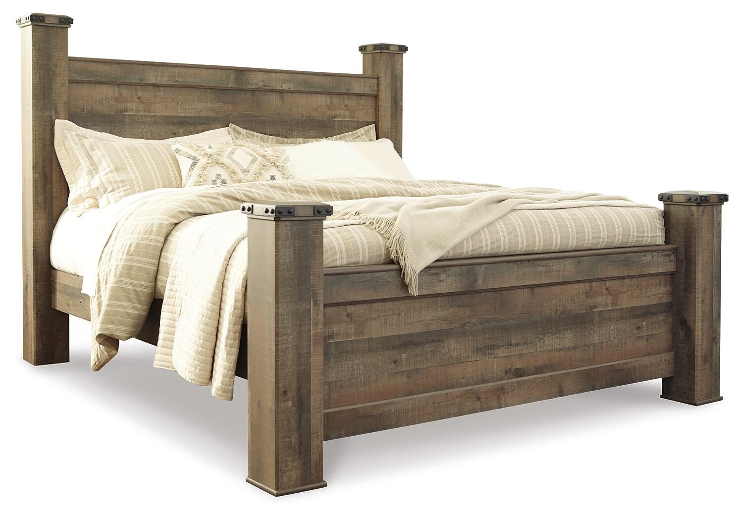 Trinell King Poster Bed, Brown, large