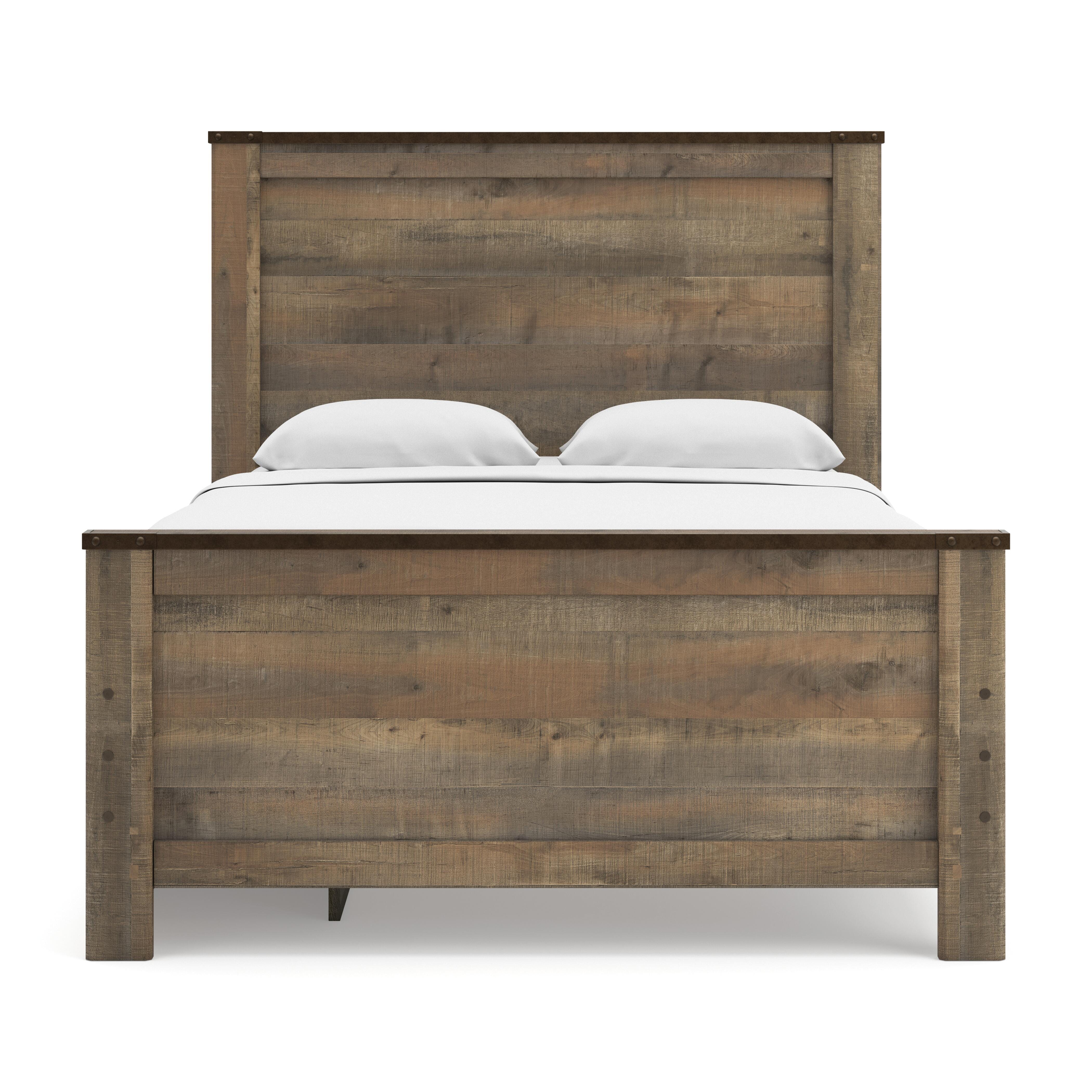 Trinell Full Panel Bed with 2 Storage Drawers, Brown, large