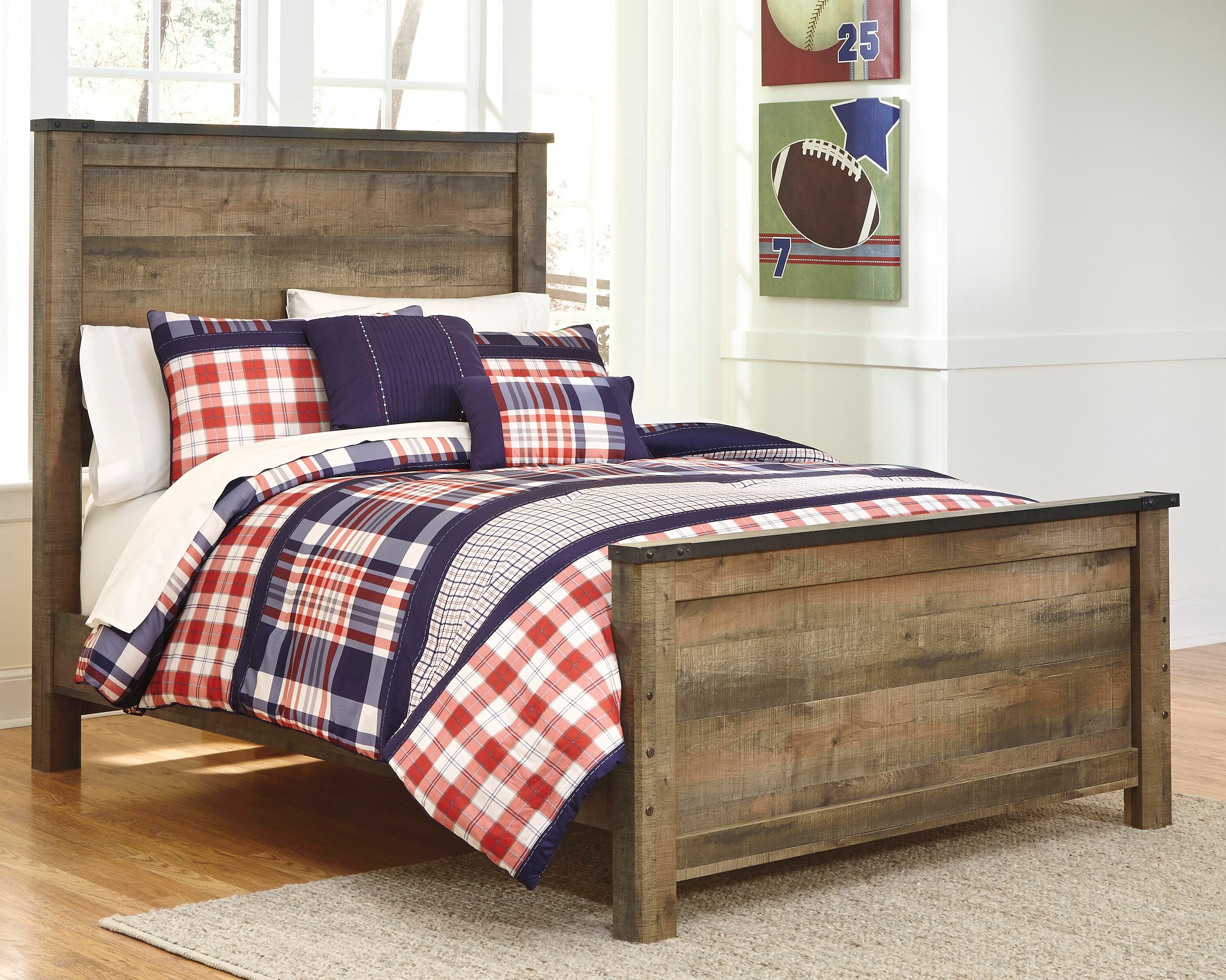Trinell Full Panel Bed with Mattress, Brown, large