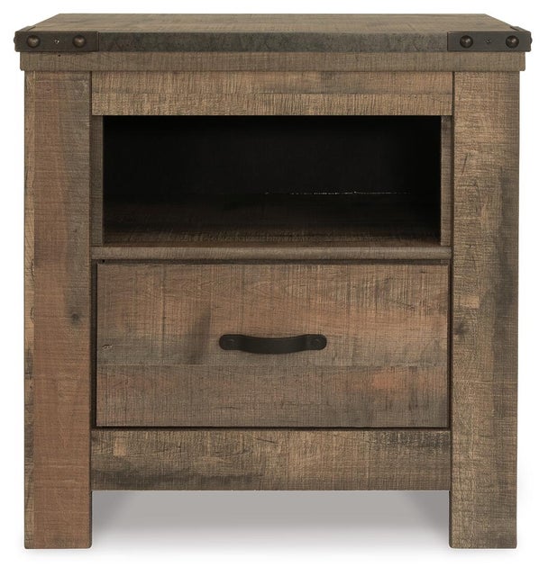 Trinell 25" 1 Drawer Charging Nightstand, Brown