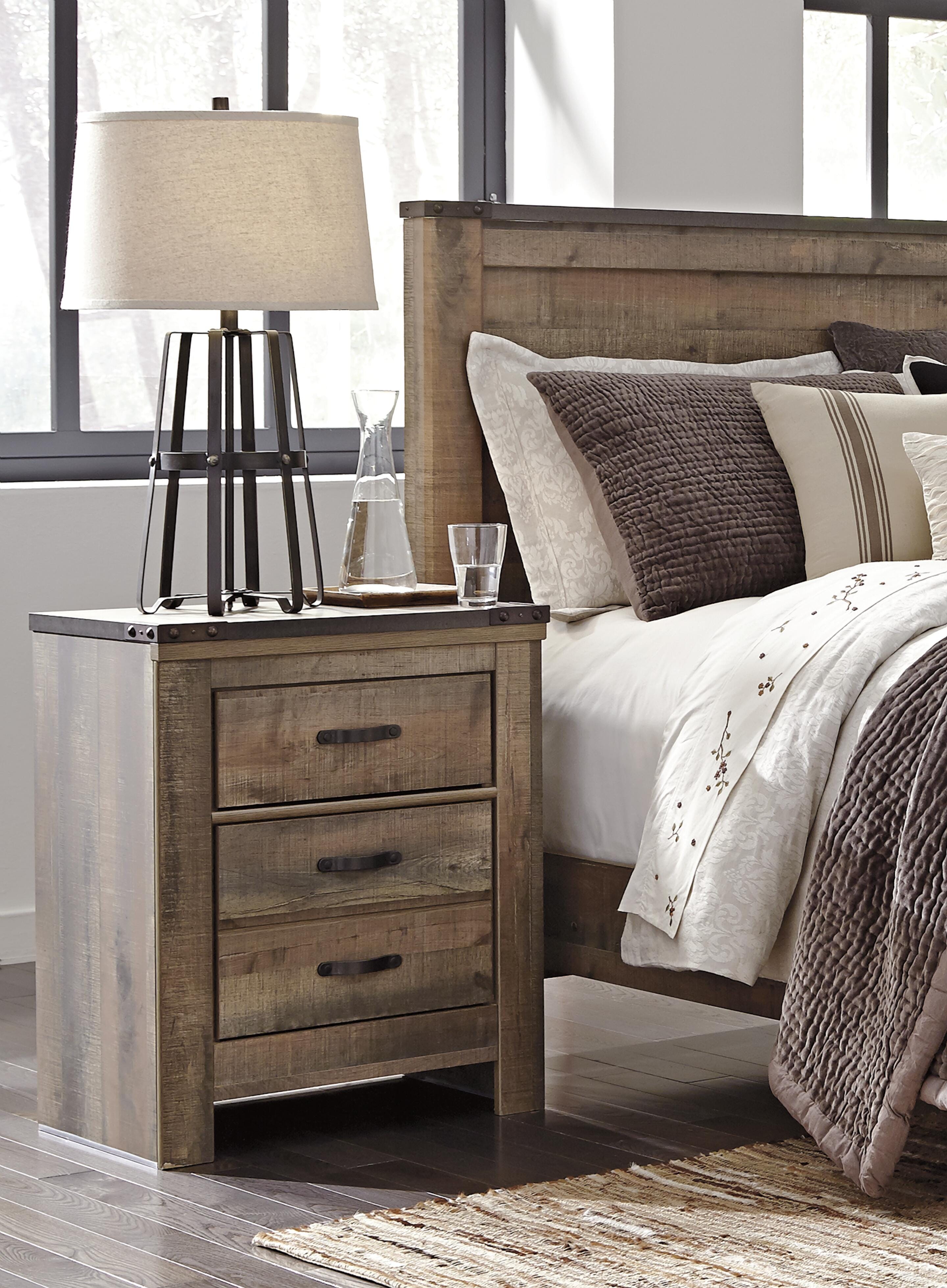 Cama doble con estantería Trinell, cómoda, espejo y mesita de noche - image 7