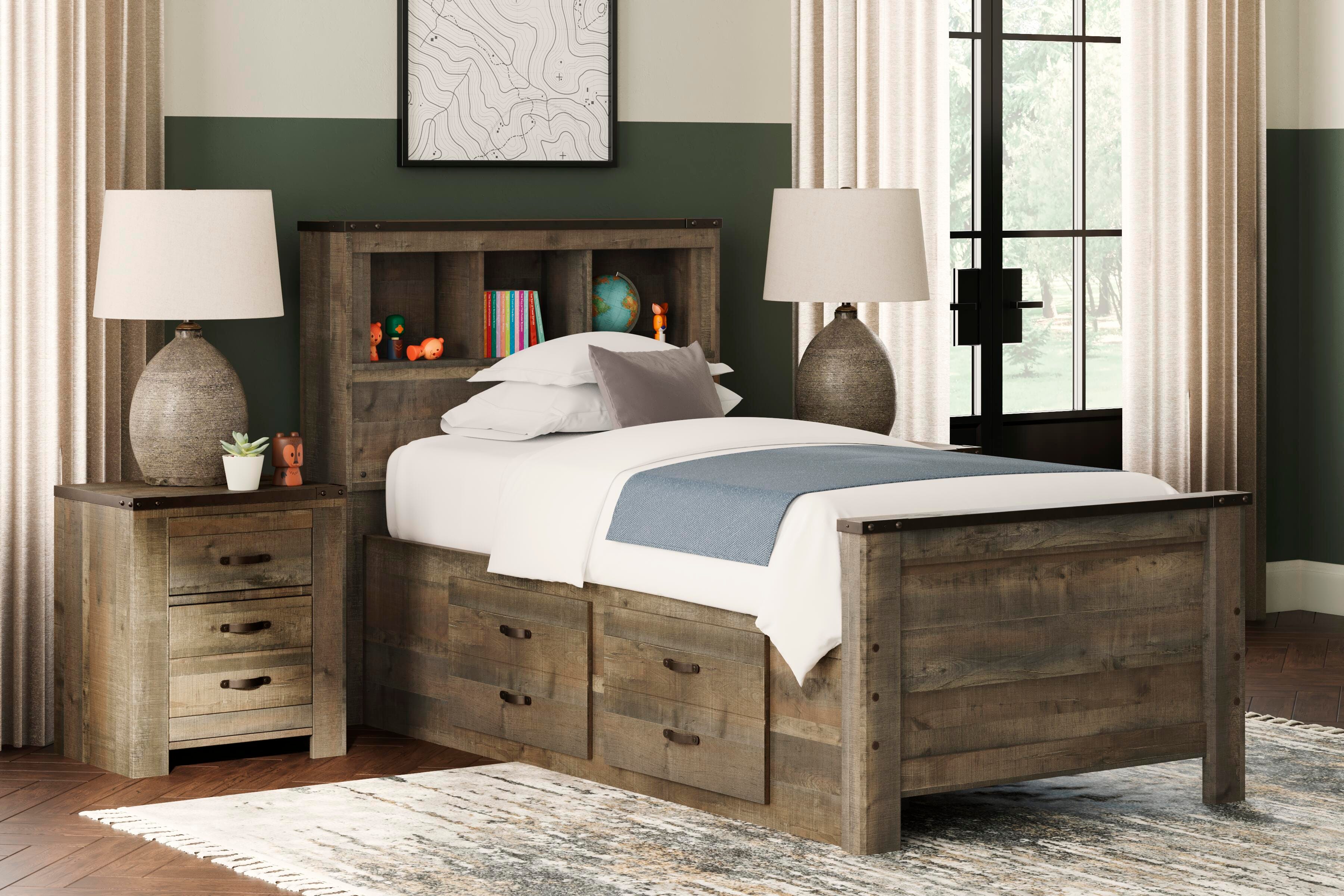 Trinell Twin Bookcase Bed with 2 Storage Drawers - image 1