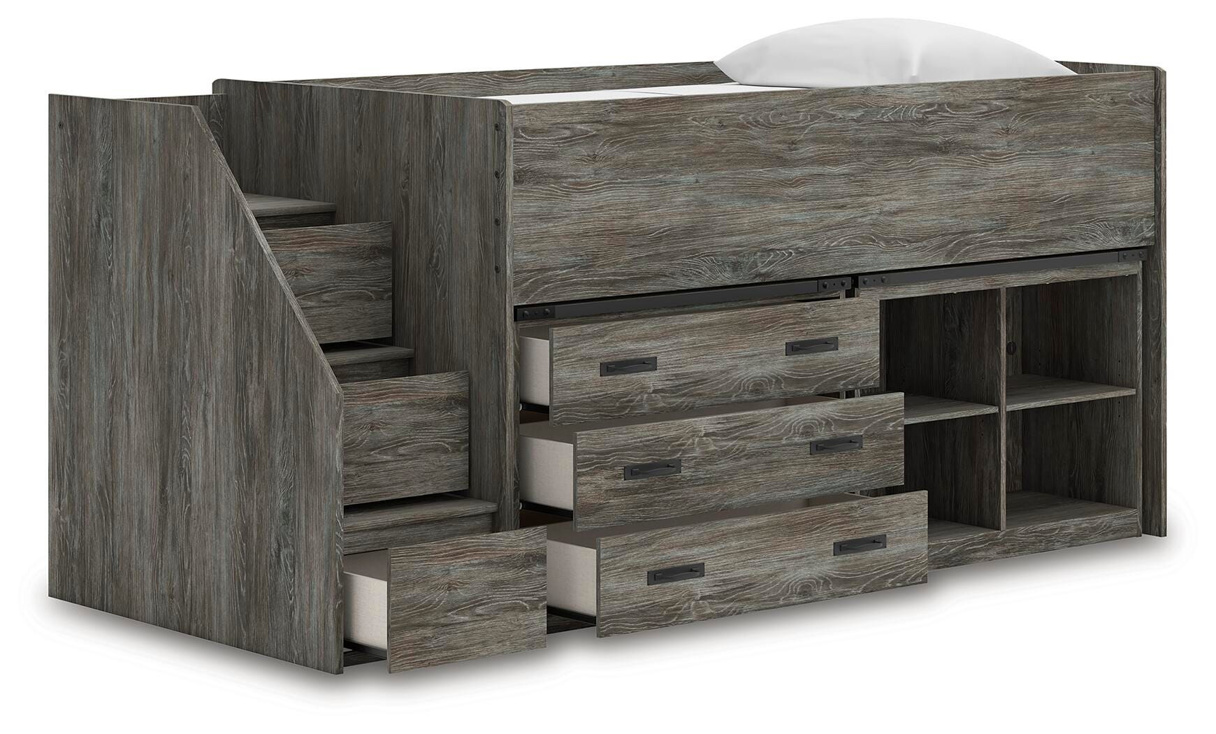 Frandern Twin Loft  Bed with Bookcase and Drawer Storage - image 4