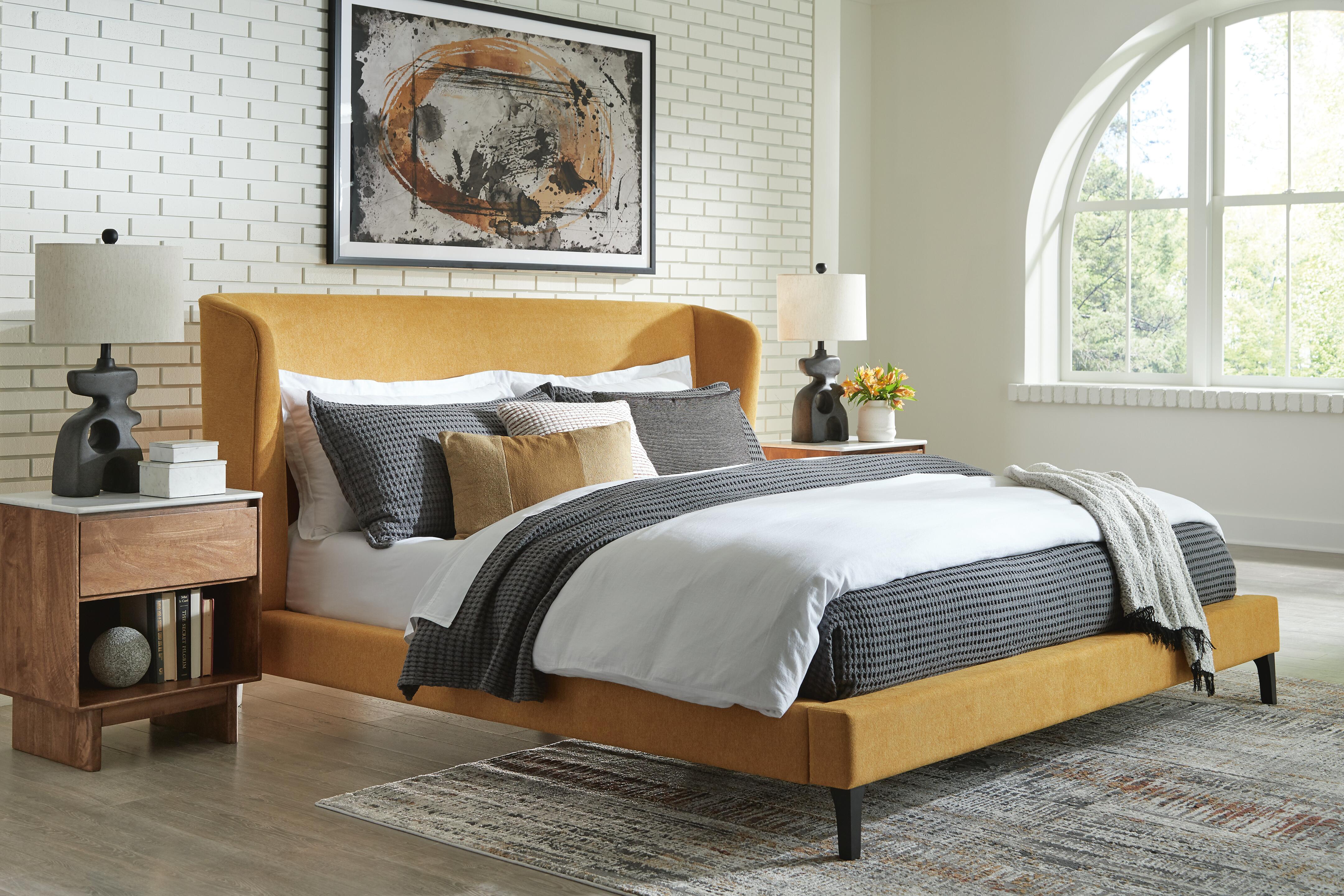 Cama tapizada Maloken King con listones enrollables - image 11