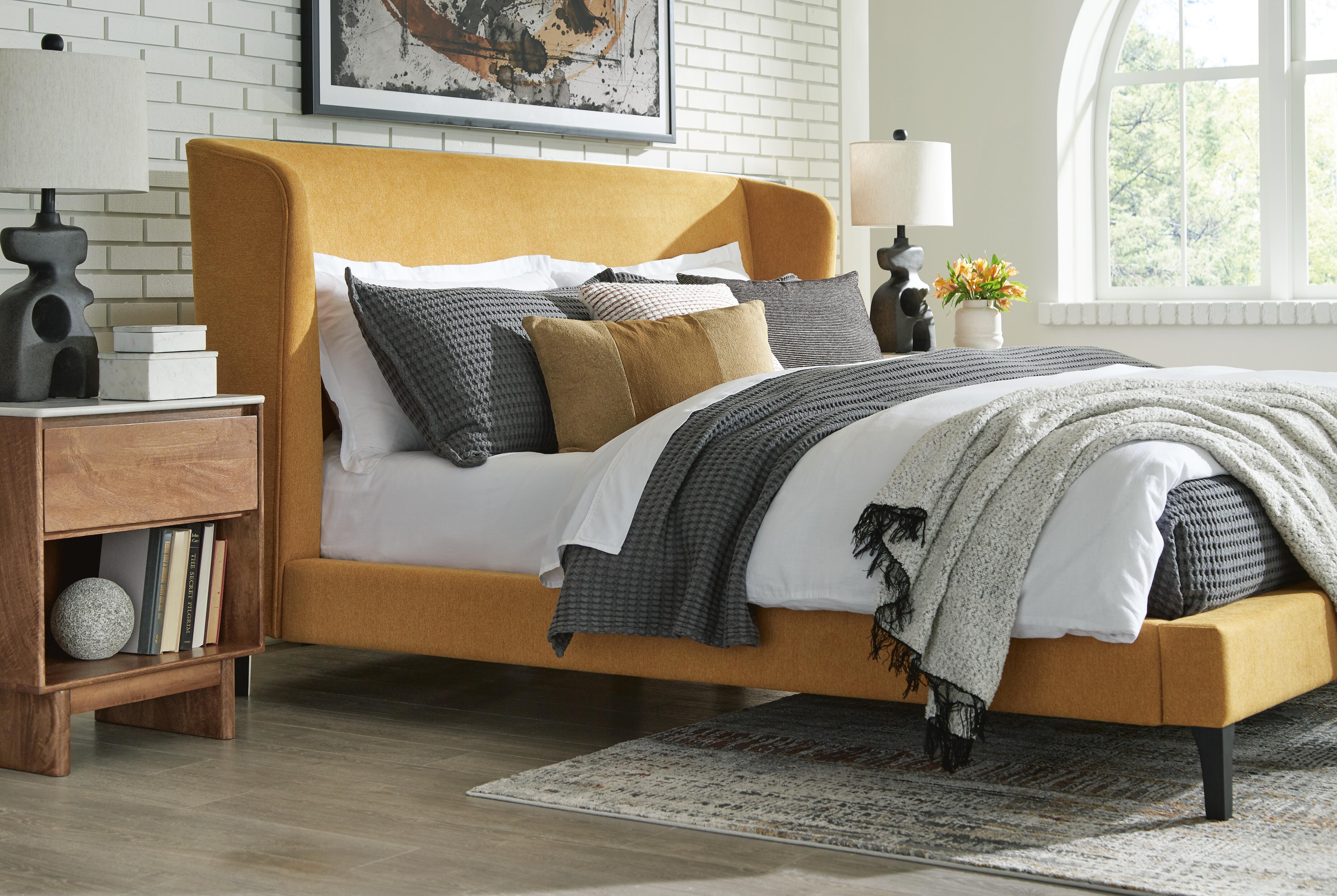 Cama tapizada Maloken King con listones enrollables - image 12