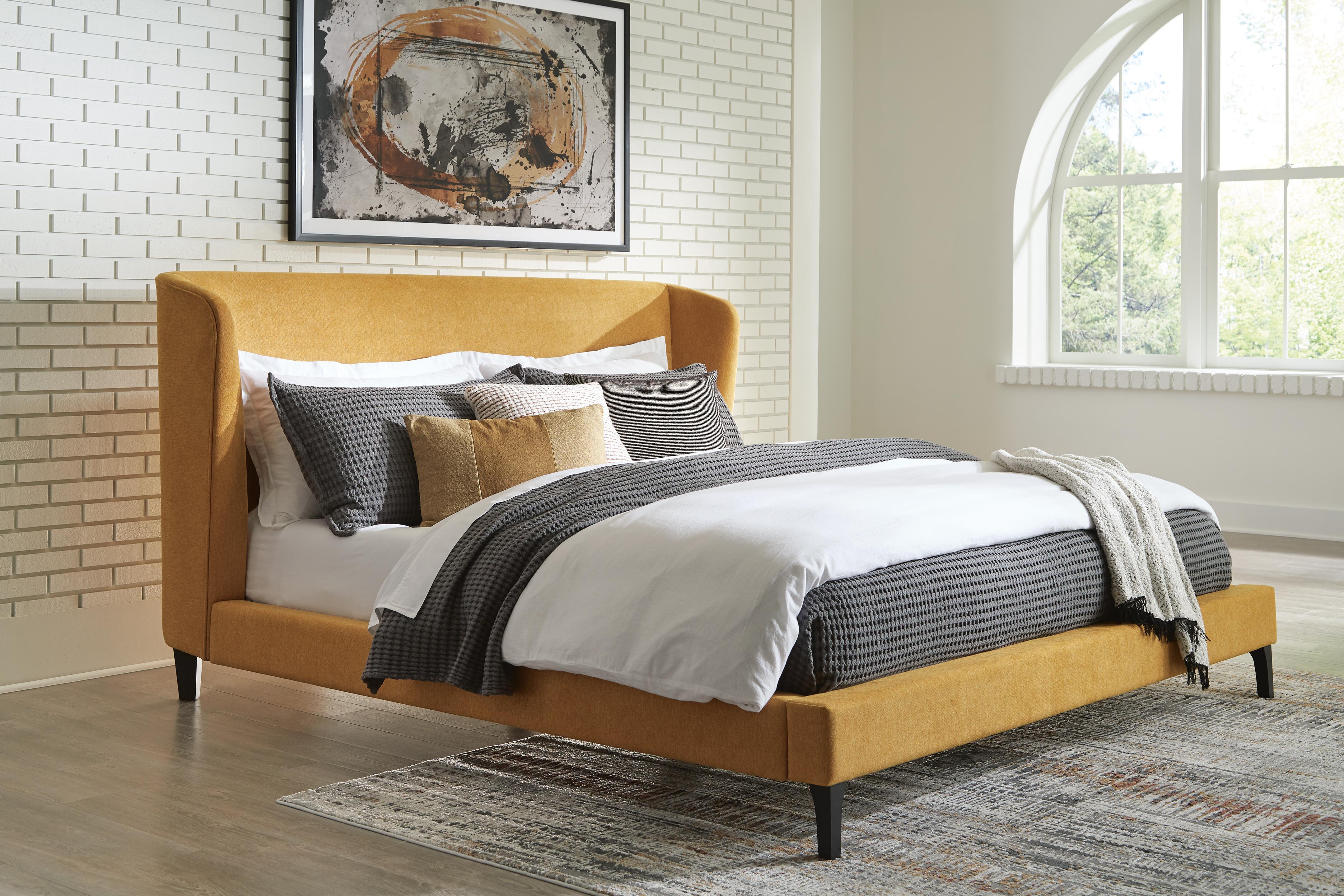 Cama tapizada Maloken King con listones enrollables - image 1