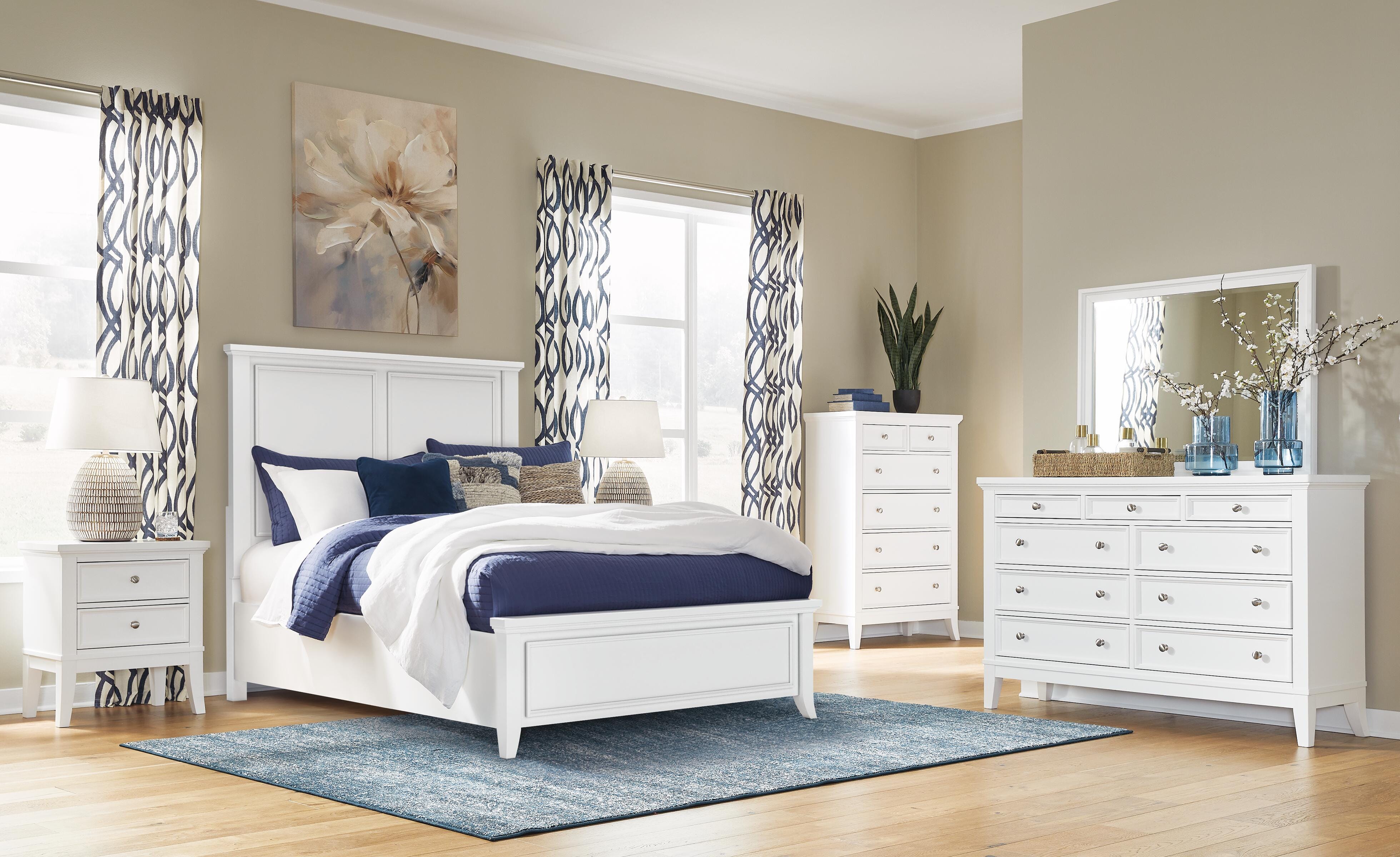 Trulani Queen Panel Bed, White, large