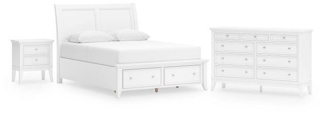 Trulani Queen Sleigh Storage Bed with Dresser and Nightstand