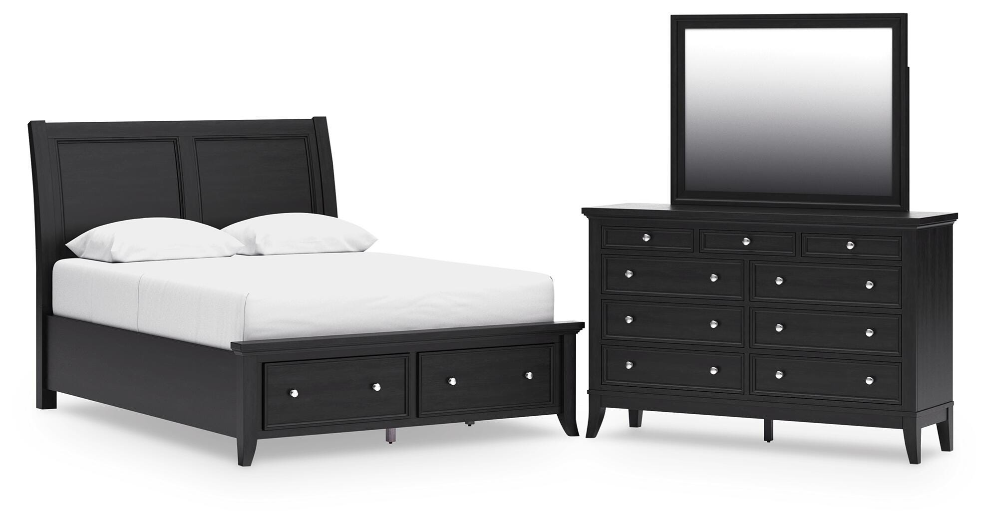 Bambori Queen Sleigh Storage Bed, Dresser and Mirror - image 1