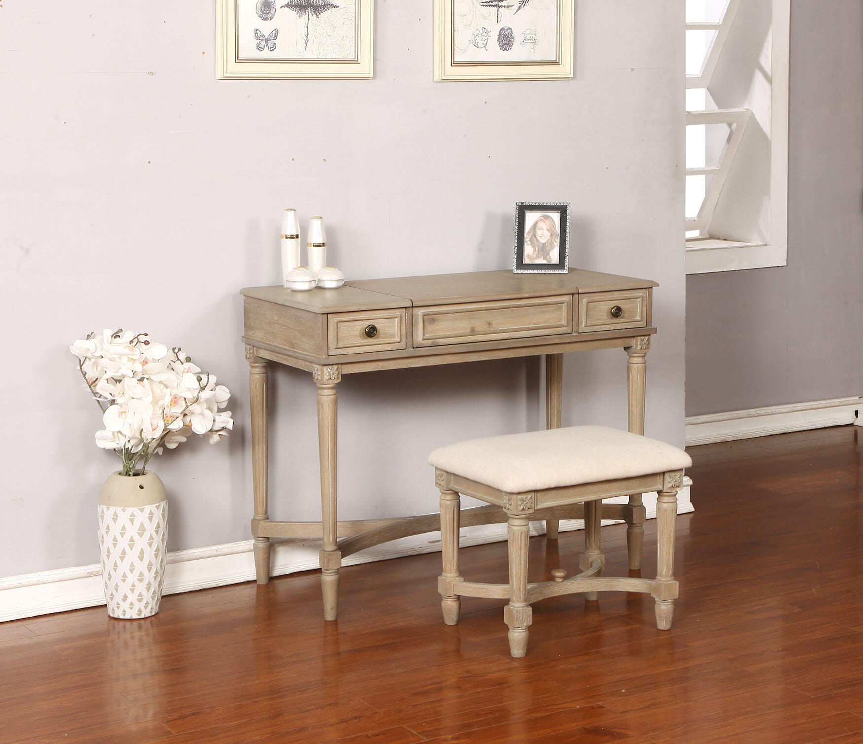Linon Cyndi Vanity Set, , large