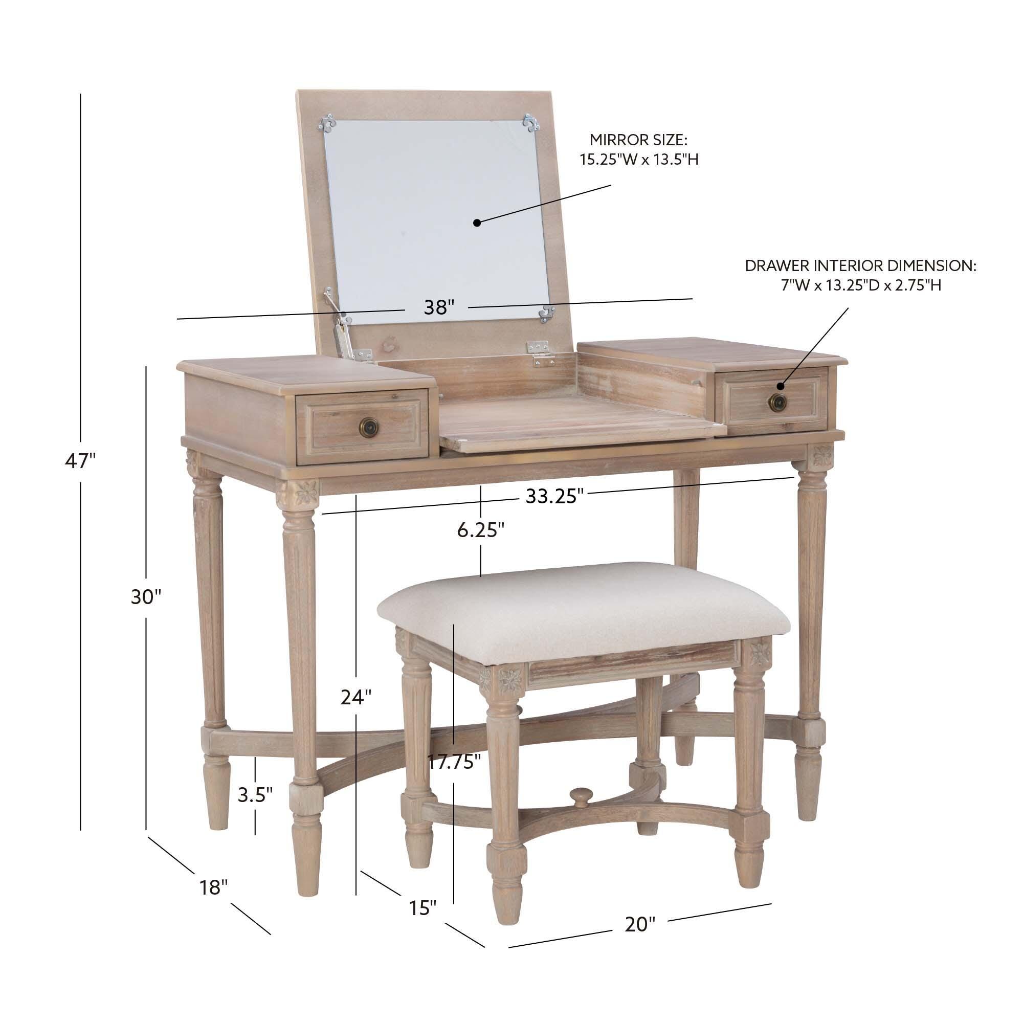 Linon Cyndi Vanity Set, , large