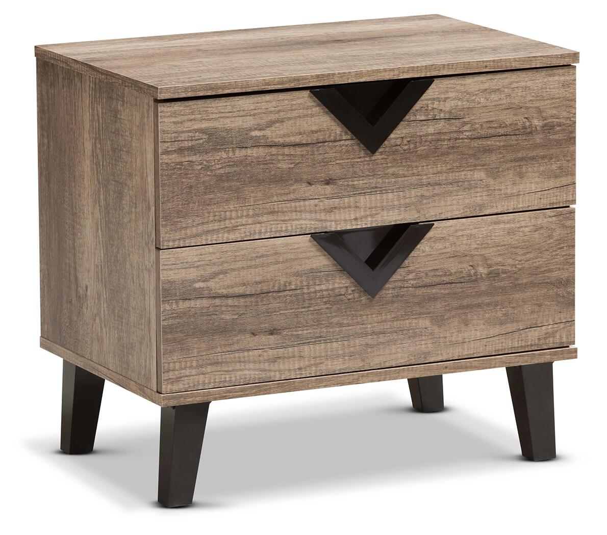 Two Drawer Light Brown 2-Drawer Nightstand, , large