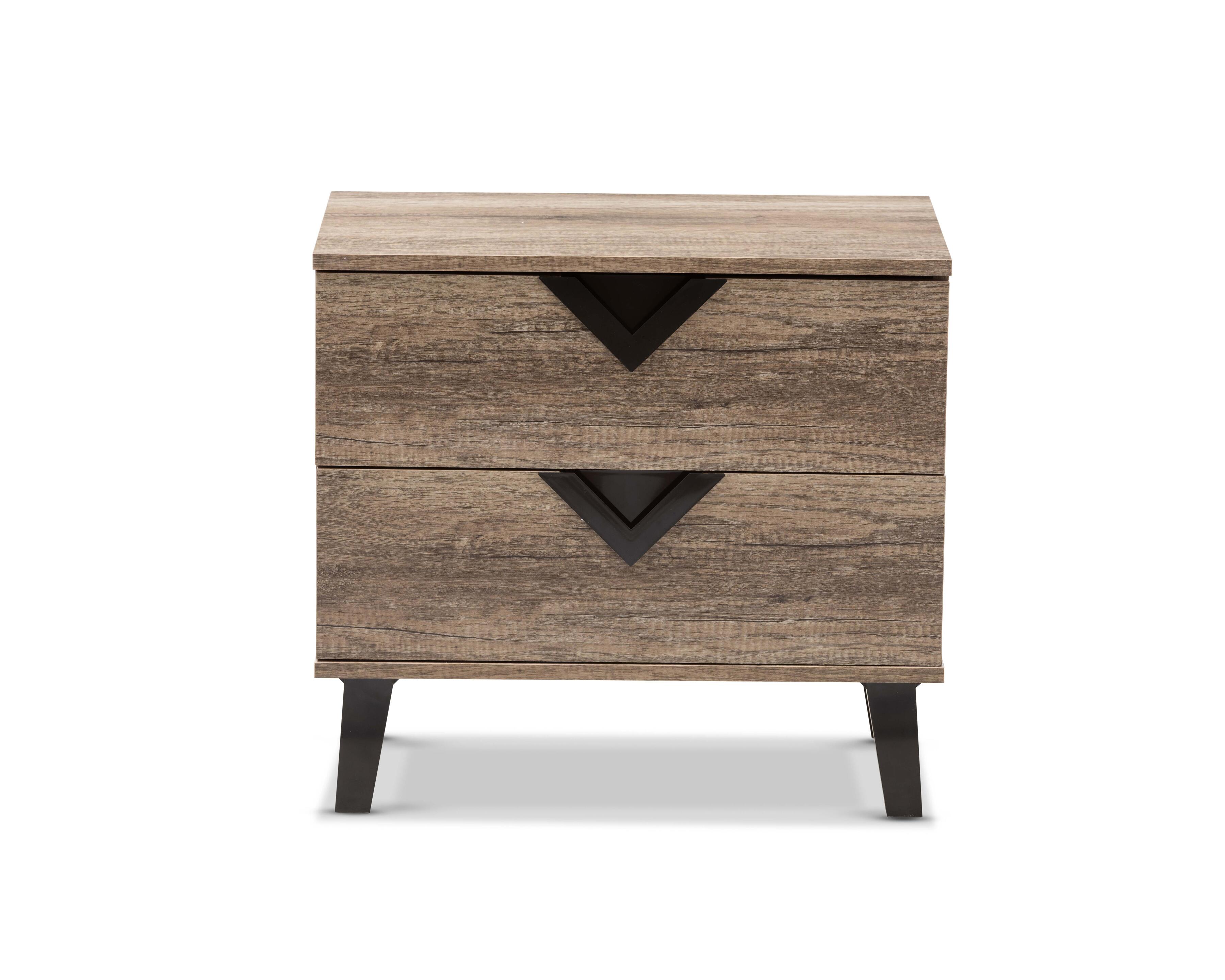 Two Drawer Light Brown 2-Drawer Nightstand, , large