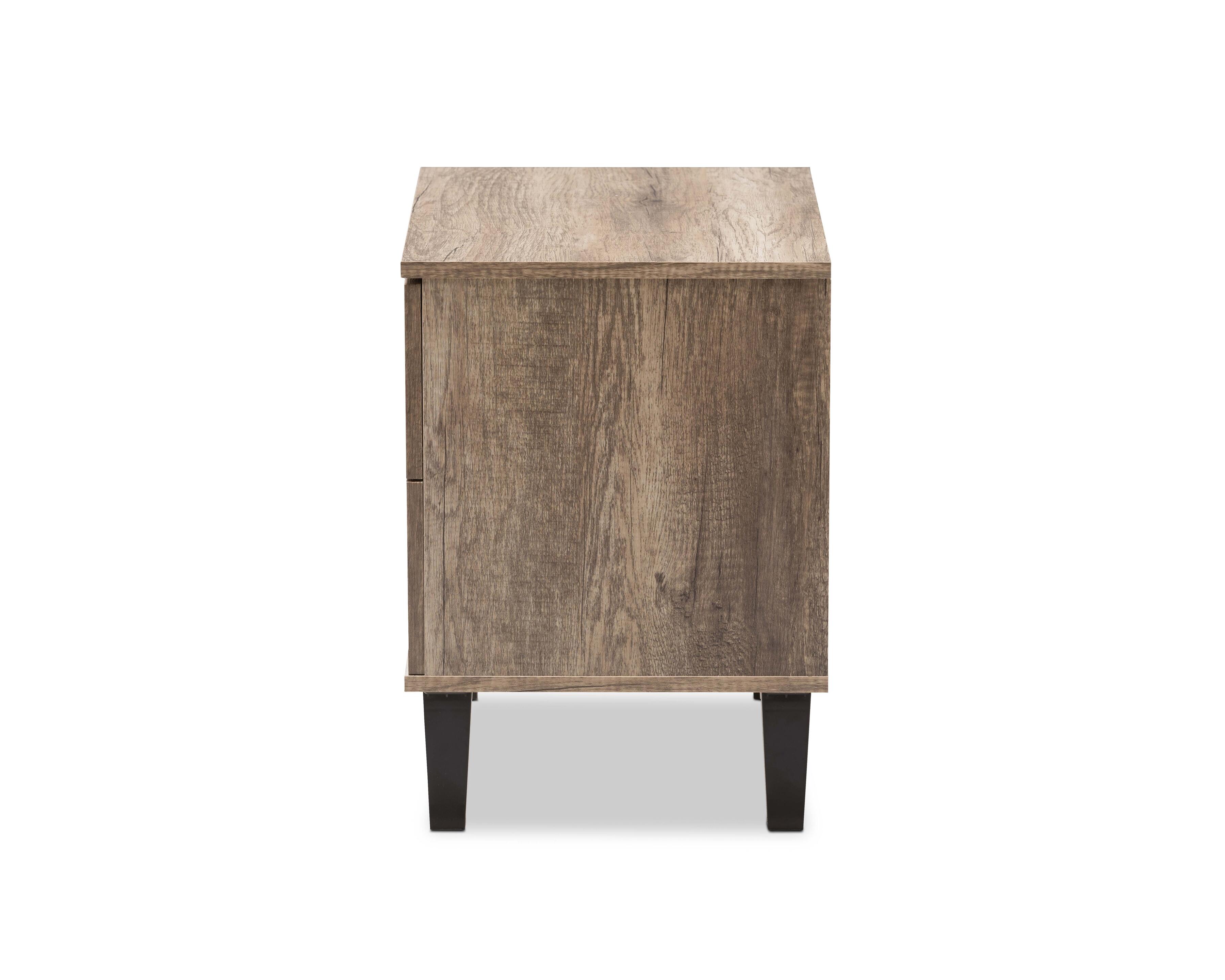 Two Drawer Light Brown 2-Drawer Nightstand, , large