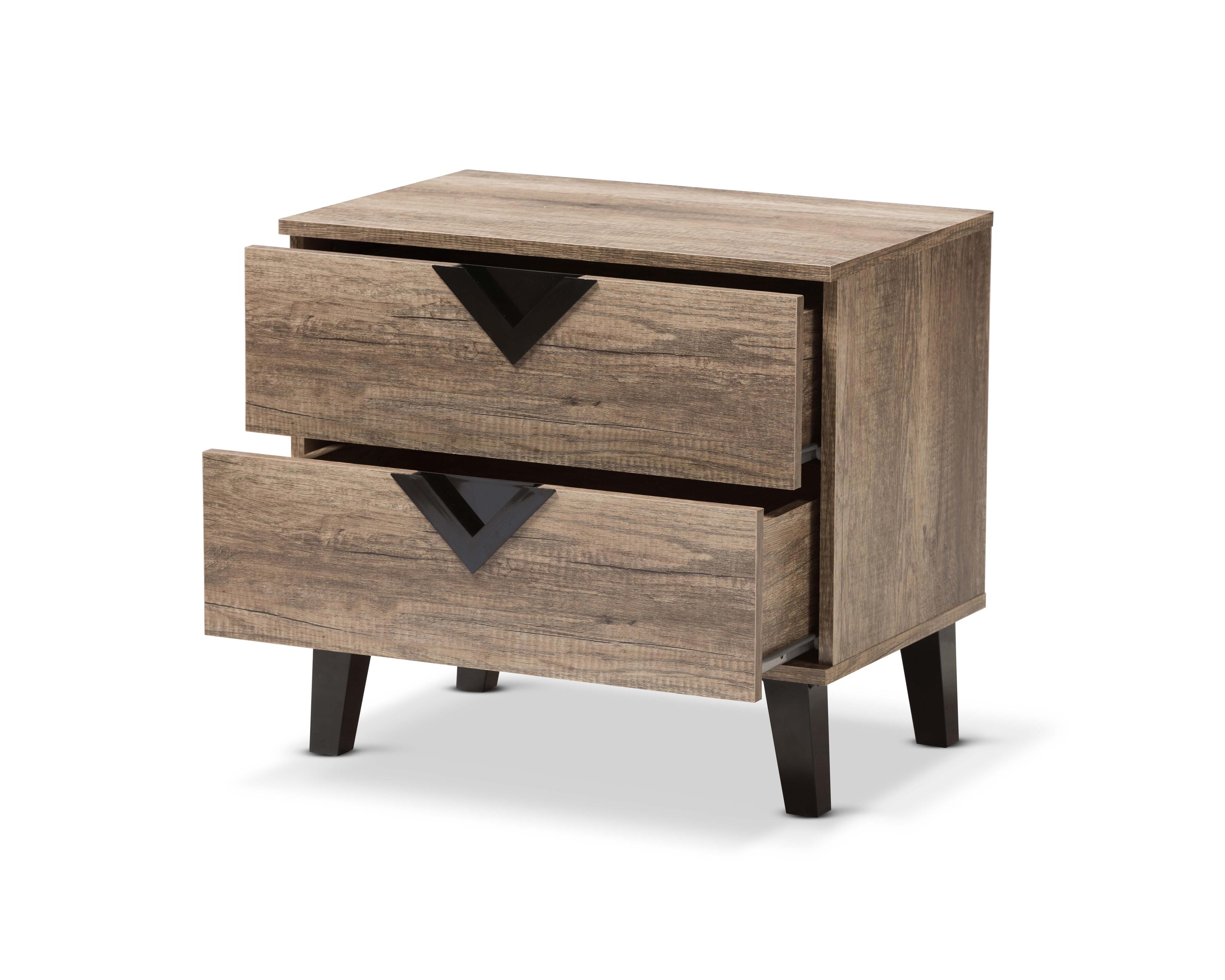 Two Drawer Light Brown 2-Drawer Nightstand, , large