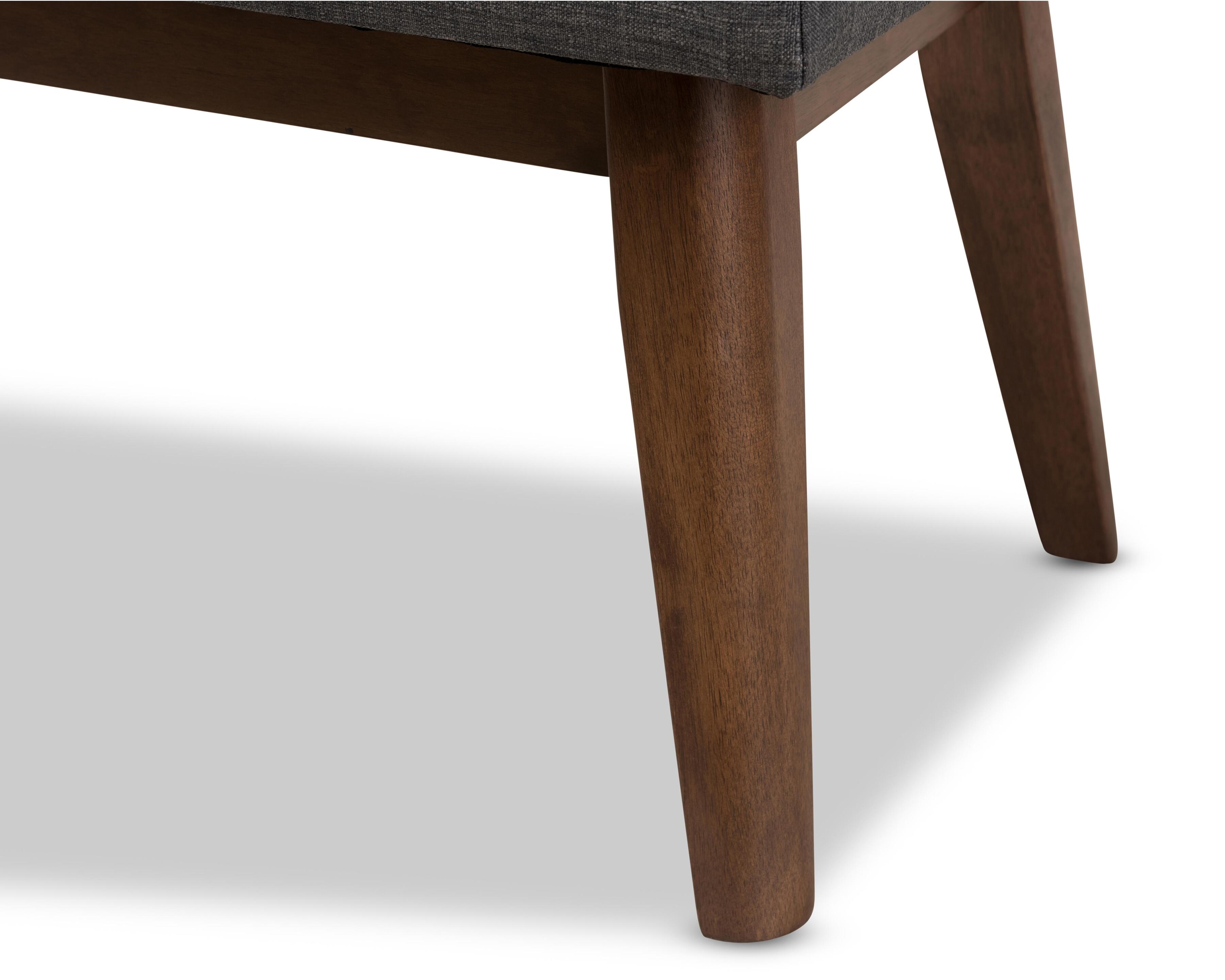 Elia Dark Grey Fabric Button-Tufted Bench, Dark Gray/Walnut, large