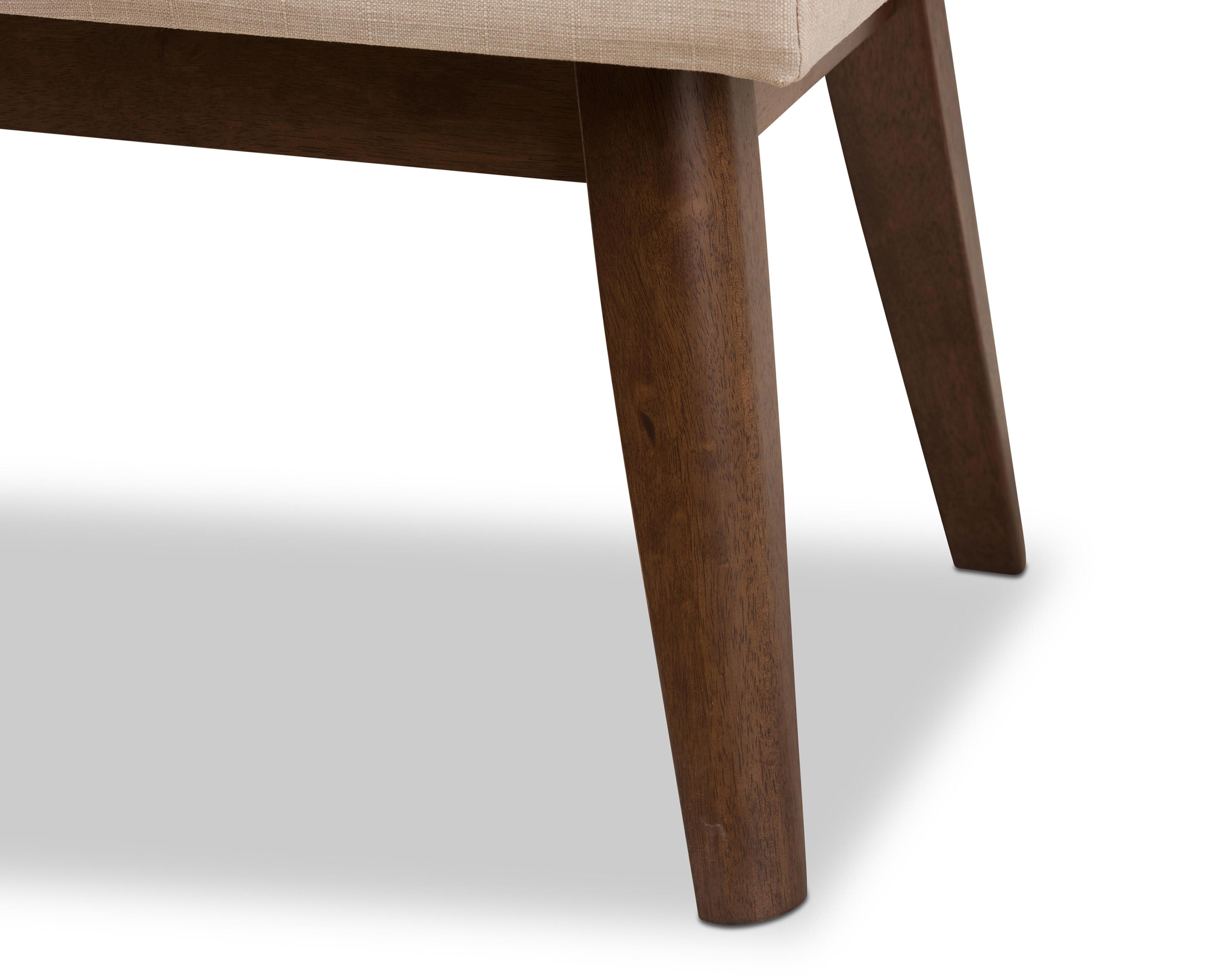 Elia Light Beige Fabric Button-Tufted Bench, Light Beige/Walnut, large