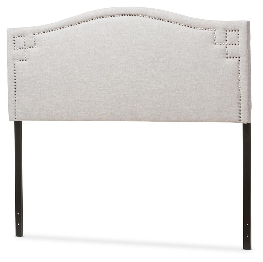 Nail Head Upholstered Full Headboard, Gray/Beige, large