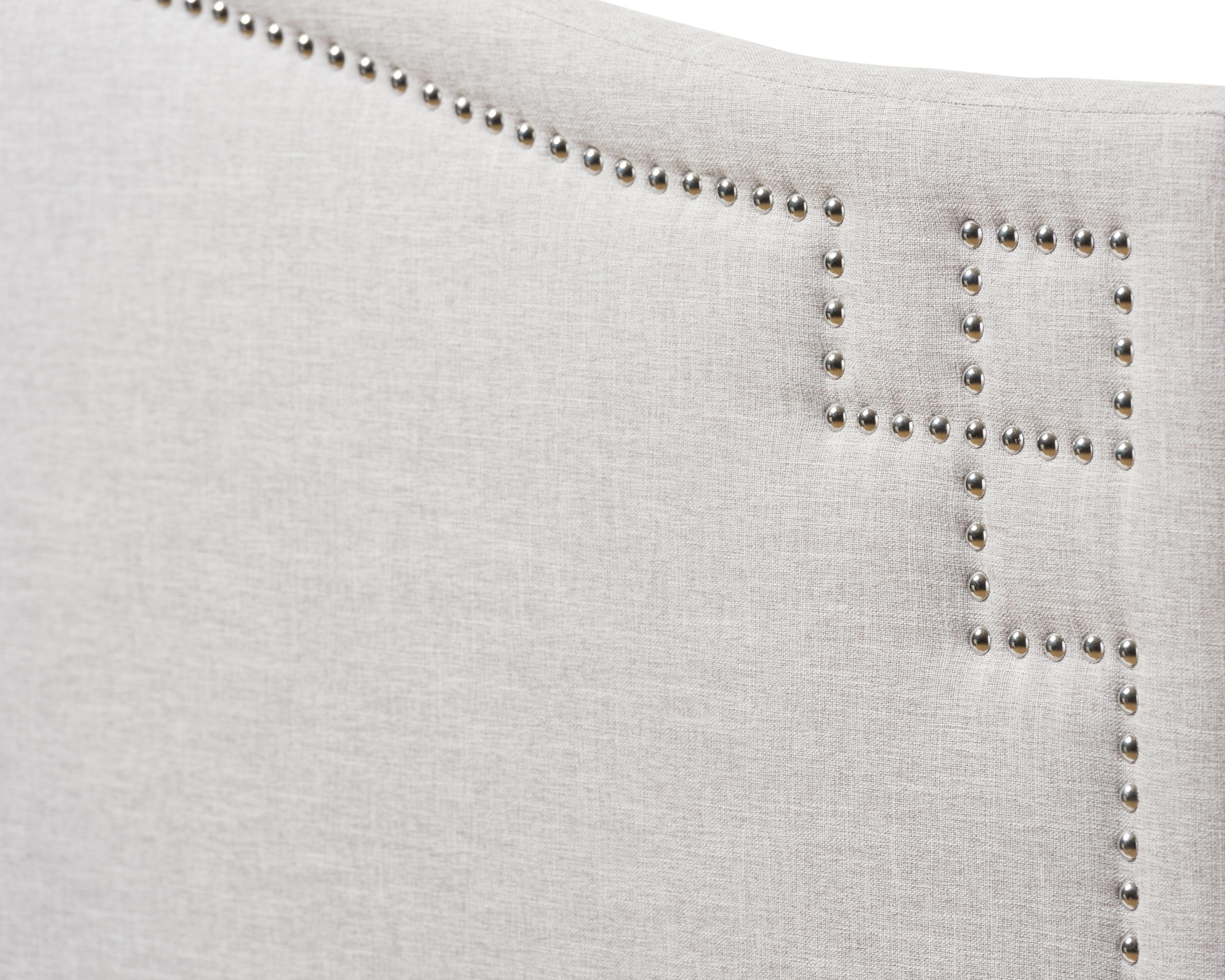 Nail Head Upholstered Full Headboard, Gray/Beige, large