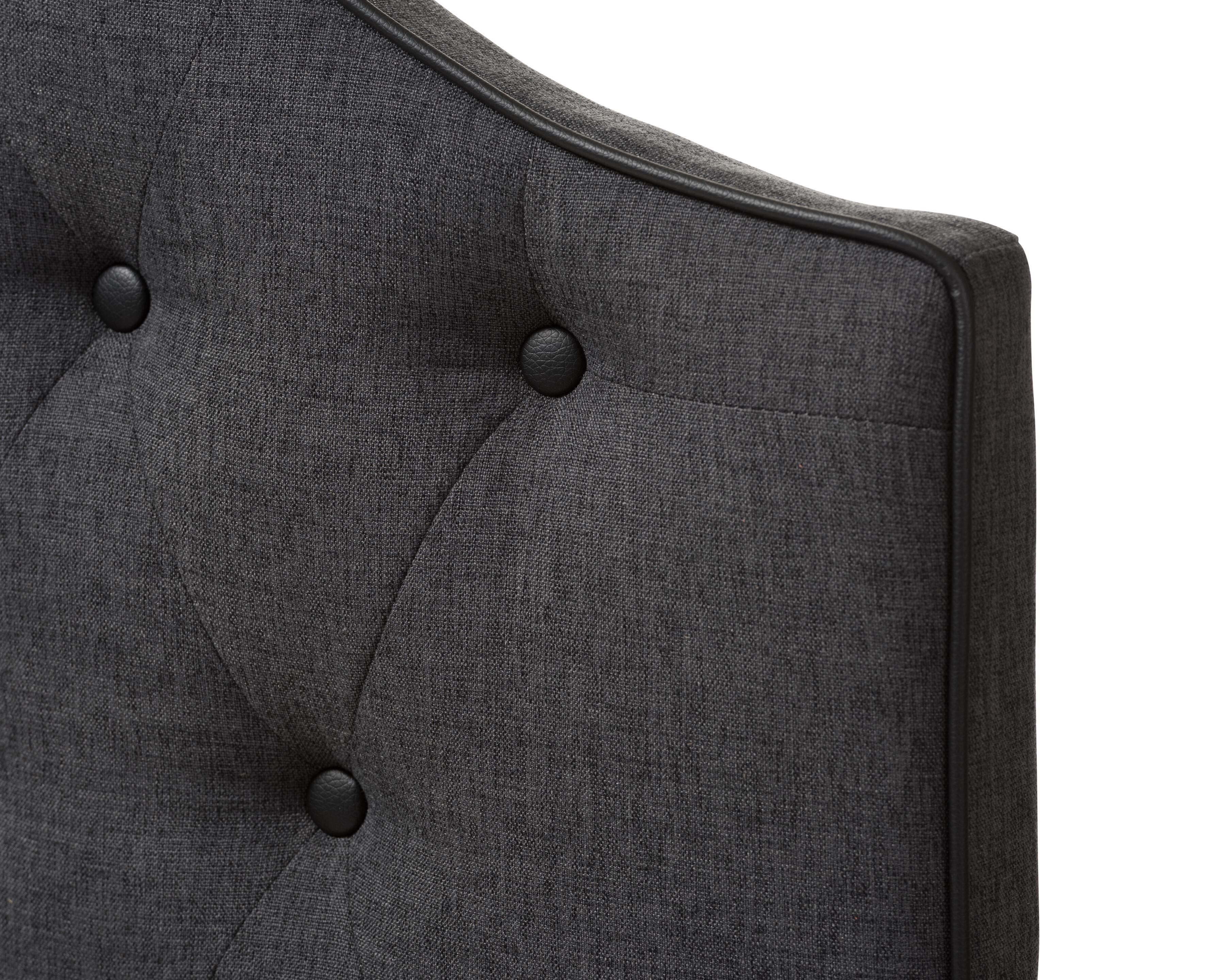 Button Tufted Upholstered Queen Headboard, Dark Gray, large