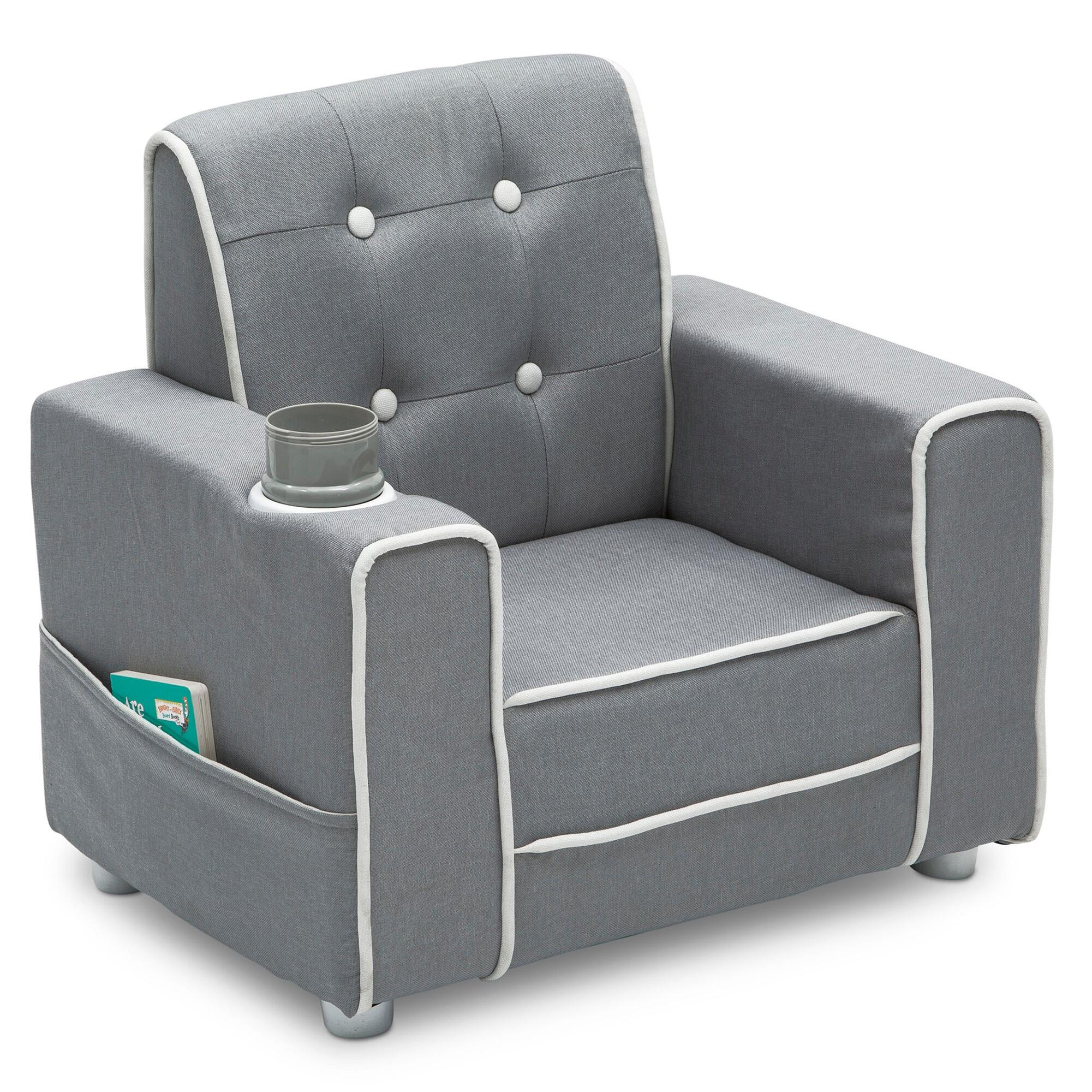 Delta Children Chelsea Kids Upholstered Chair, Soft Gray, large