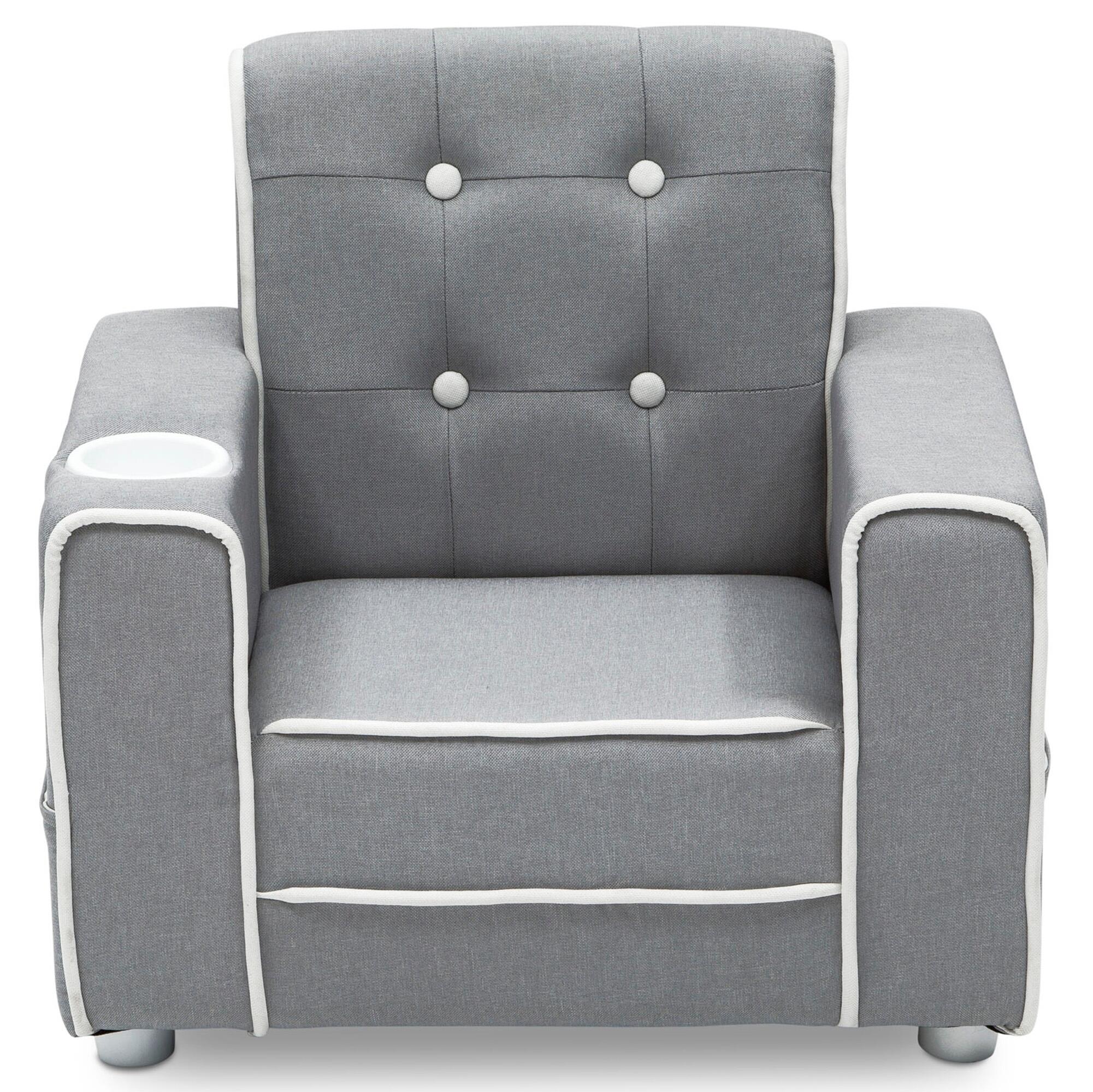 Delta Children Chelsea Kids Upholstered Chair, Soft Gray, large