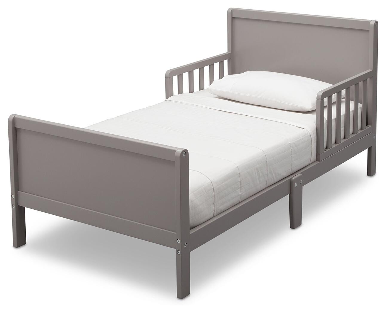 Delta Children Fancy Wood Toddler Bed, Gray, large