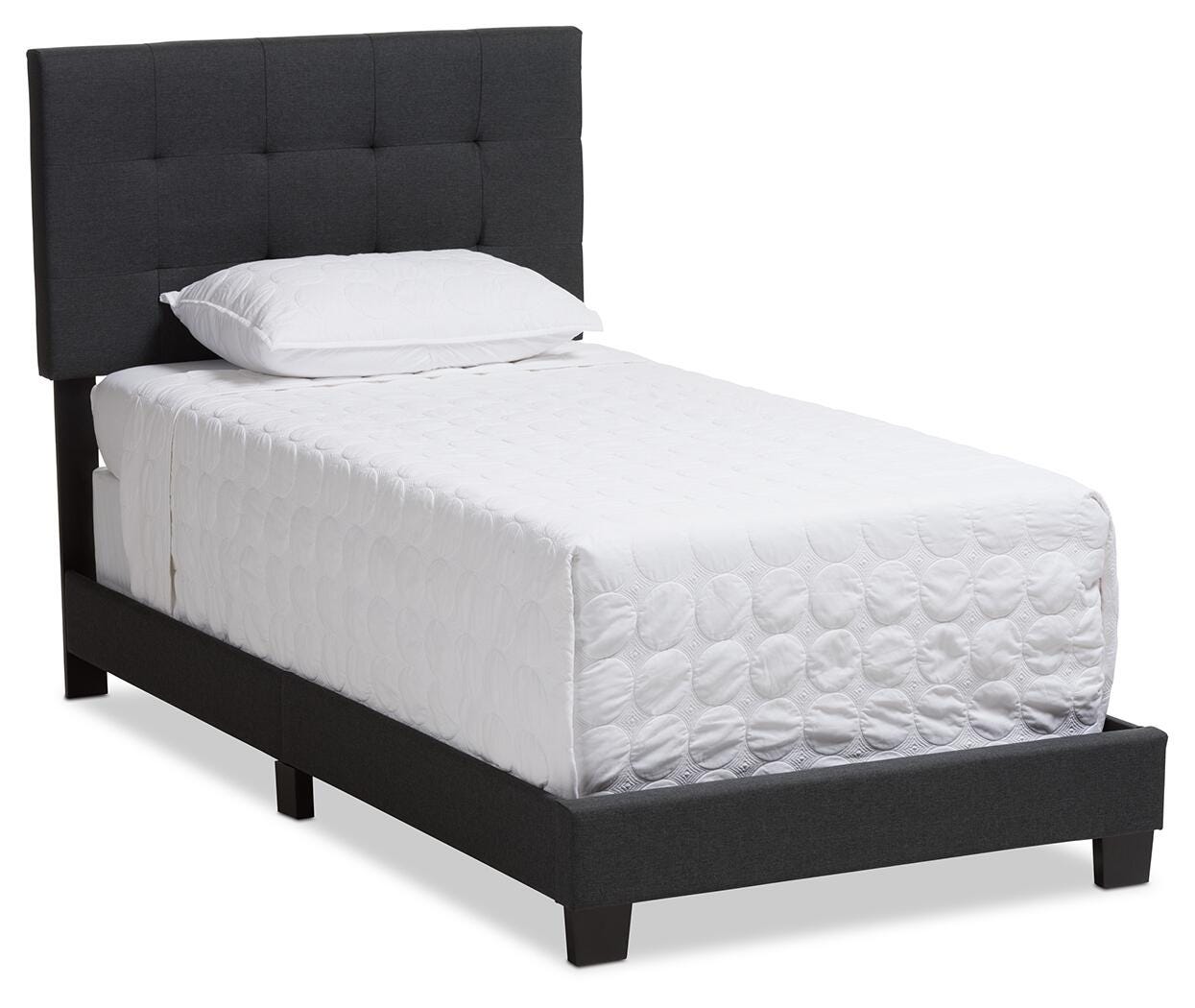 Brookfield Twin Upholstered Bed, Charcoal, large