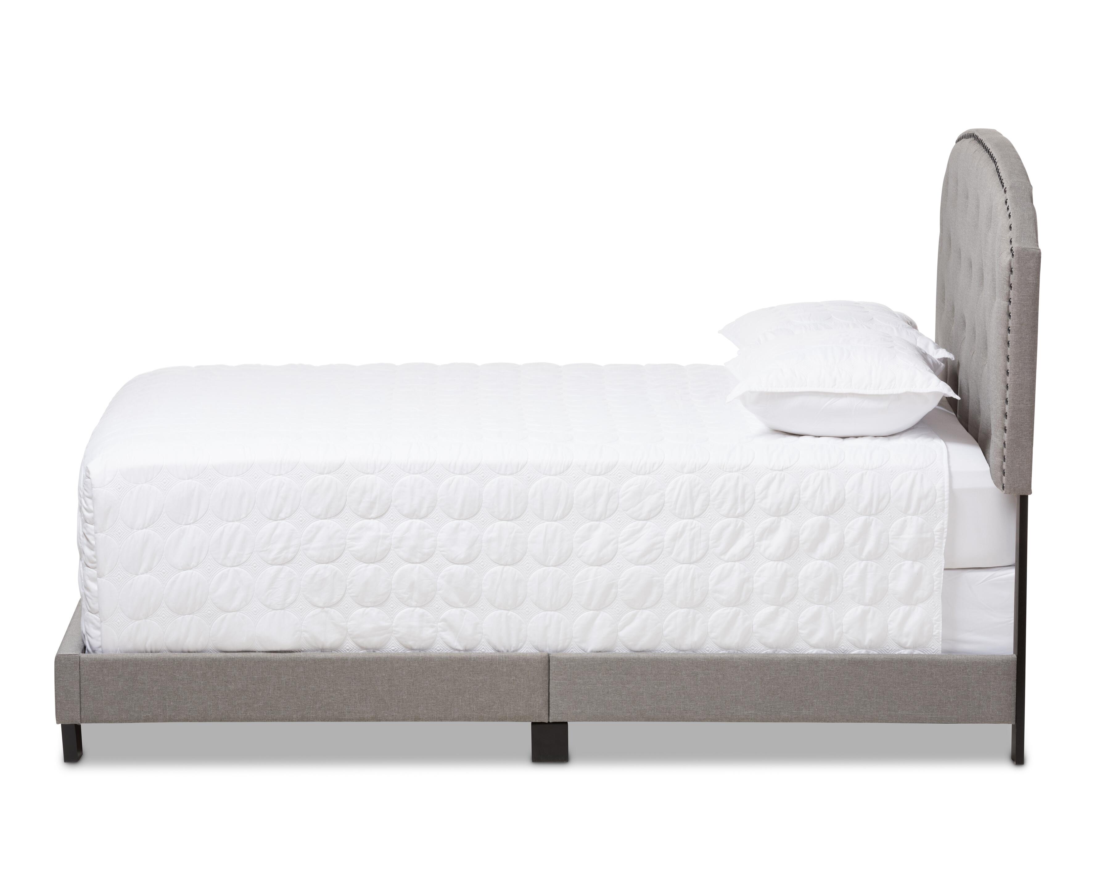 Button Tufted Queen Upholstered Bed, Gray, large