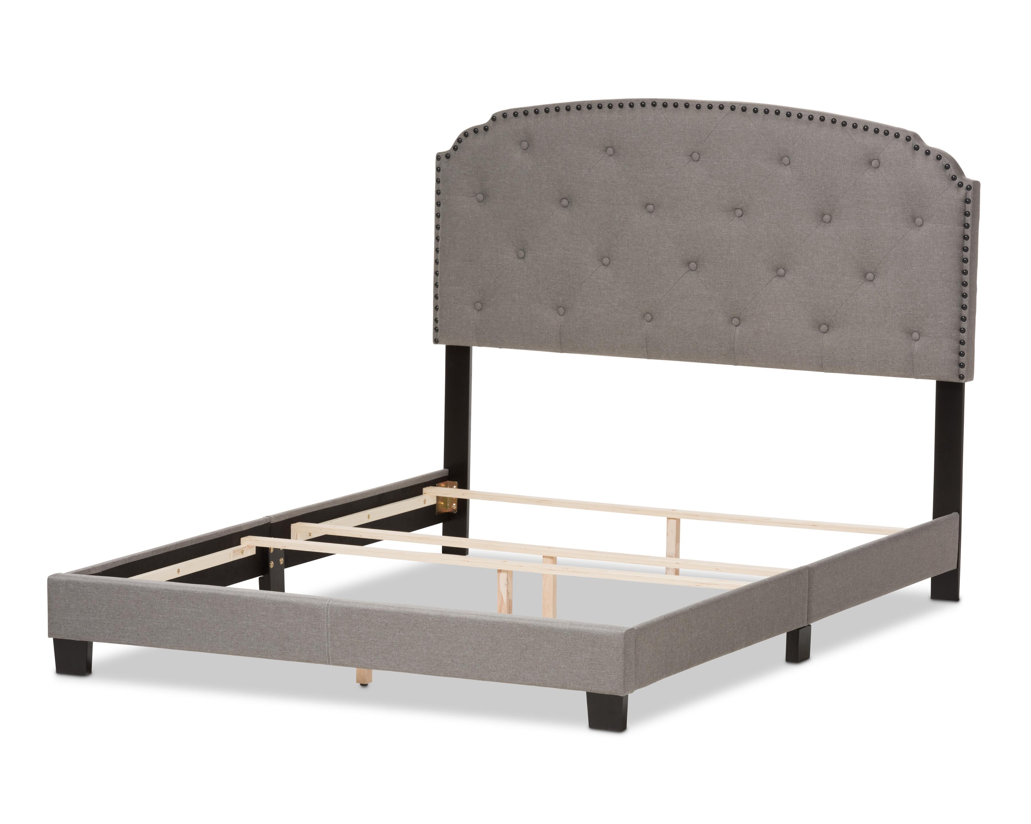 Button Tufted Queen Upholstered Bed, Gray, large