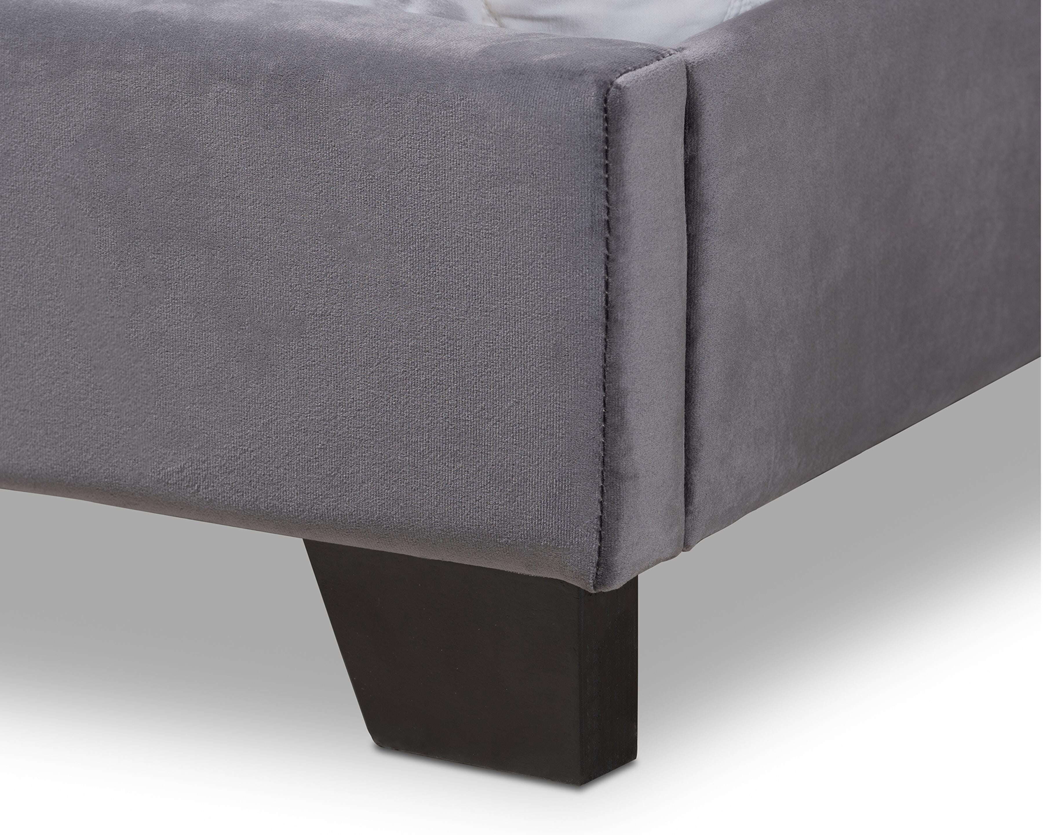 Velvet Full Upholstered Bed, Dark Gray, large