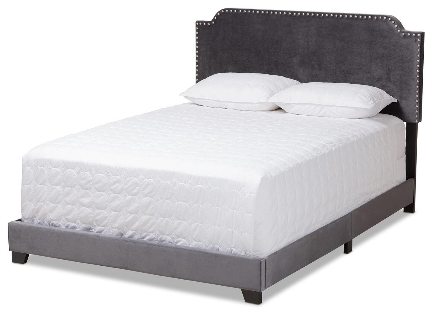 Velvet King Upholstered Bed, Dark Gray, large
