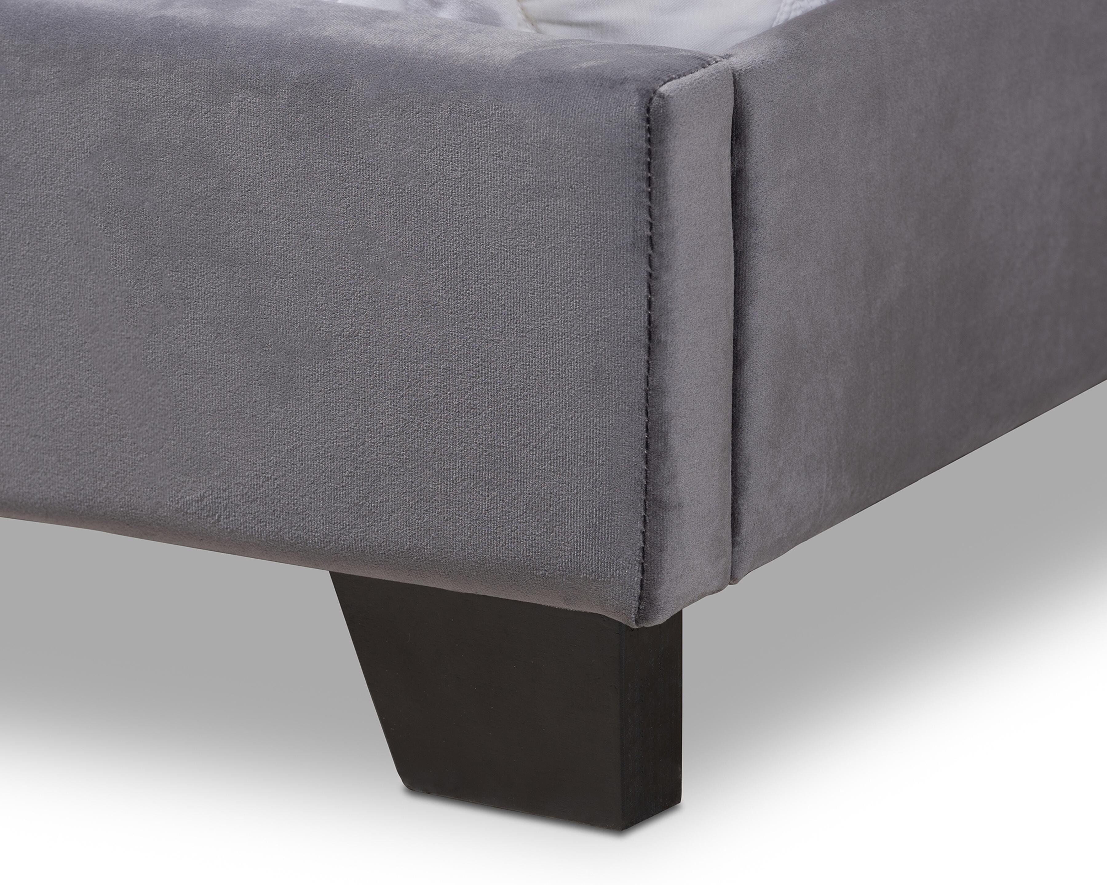 Velvet King Upholstered Bed, Dark Gray, large
