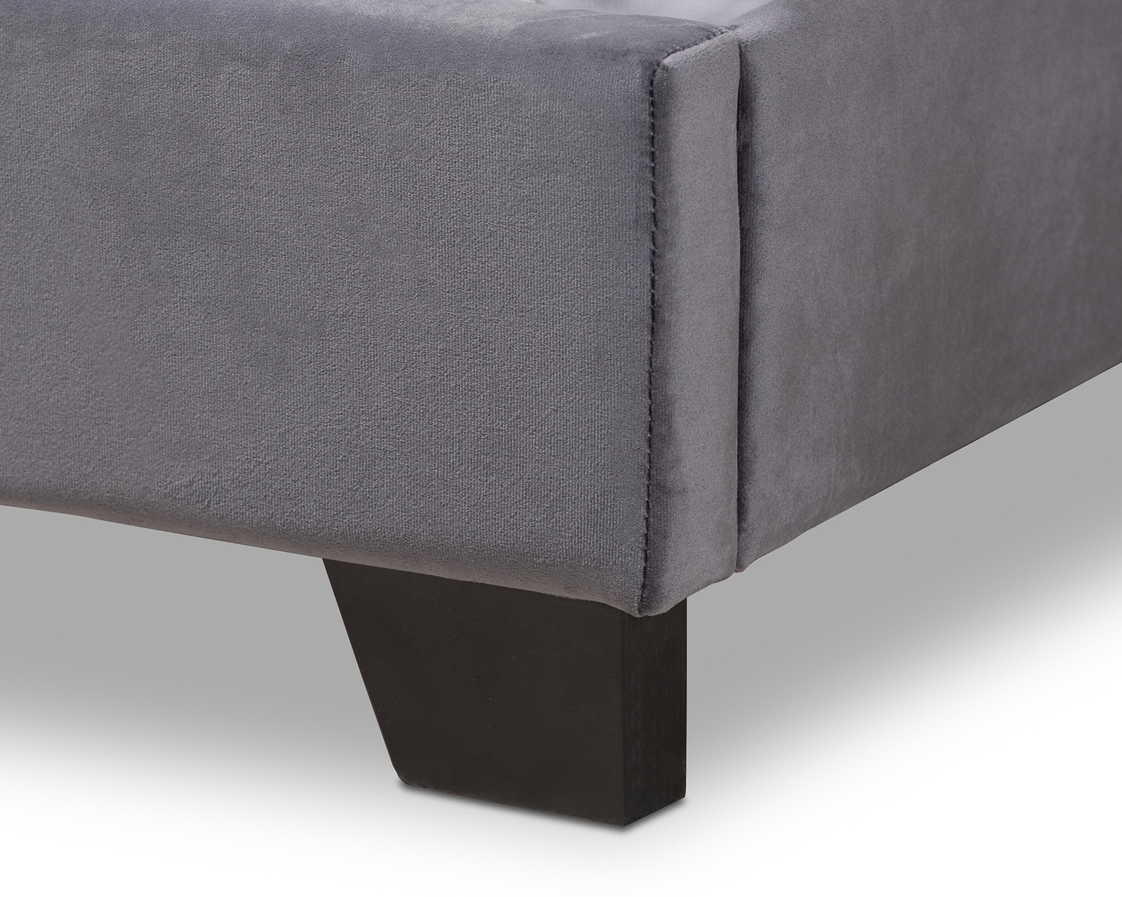 Velvet Queen Upholstered Bed, Dark Gray, large