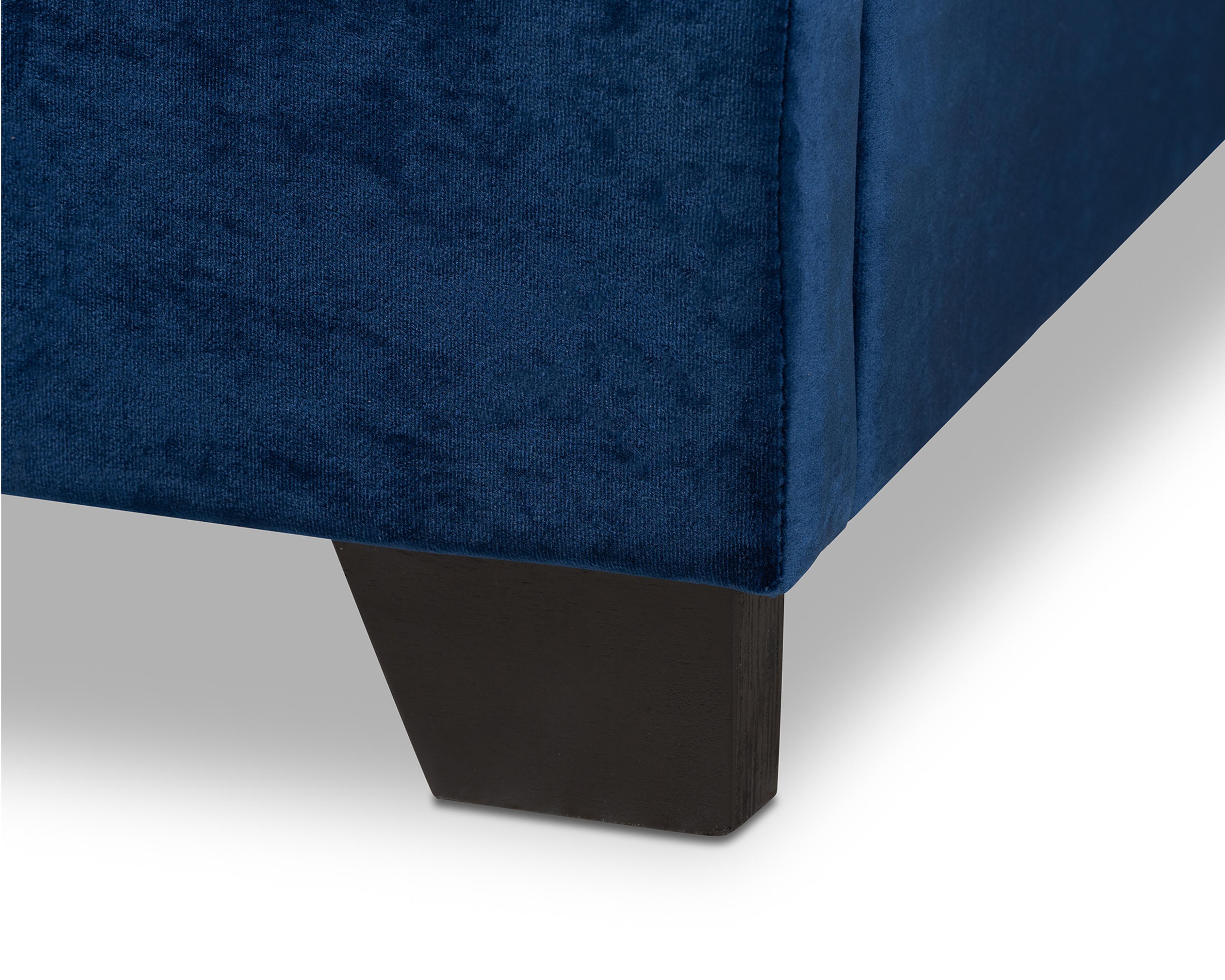 Velvet Full Upholstered Bed, Navy, large