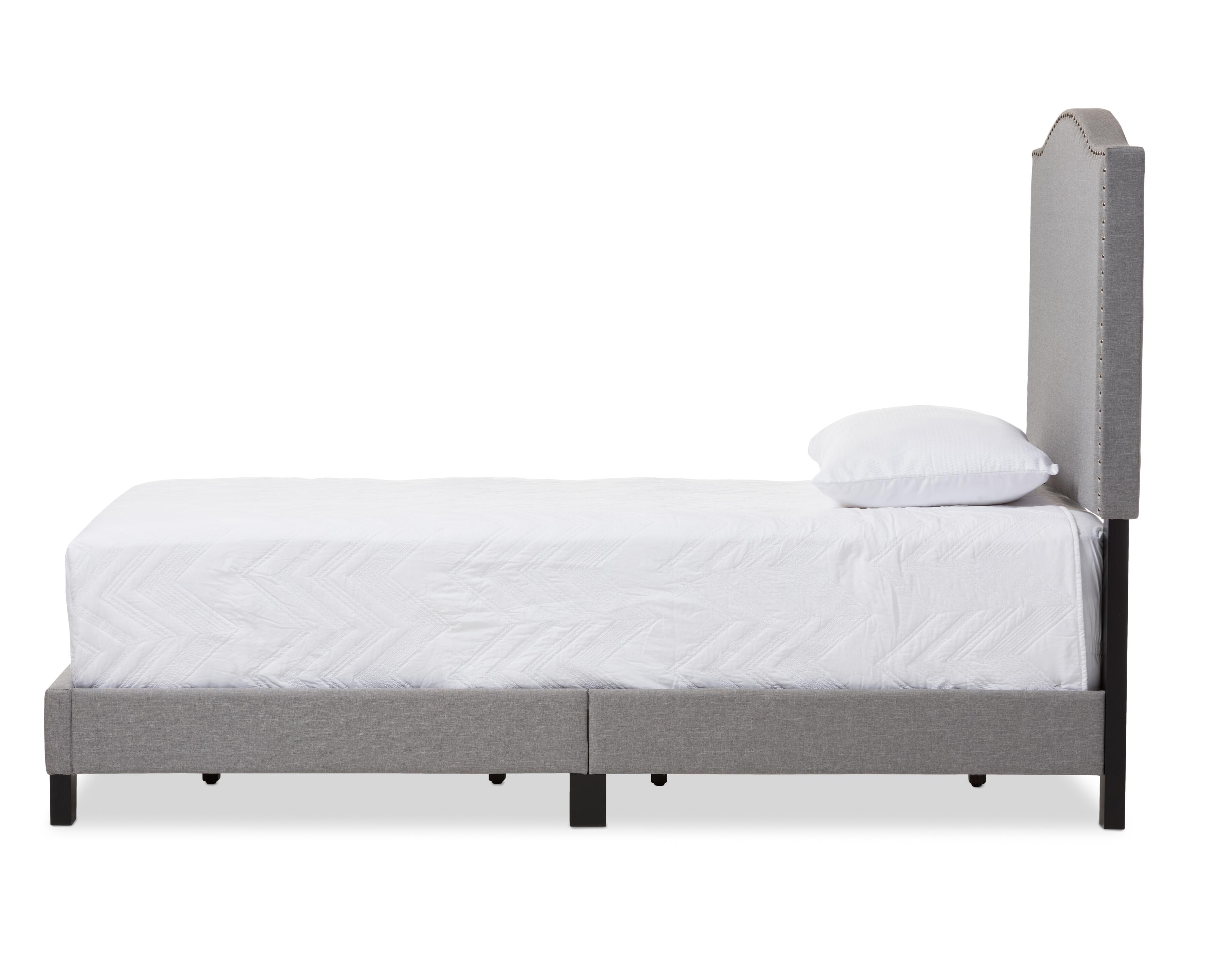 Linen Twin Upholstered Bed, Gray, large
