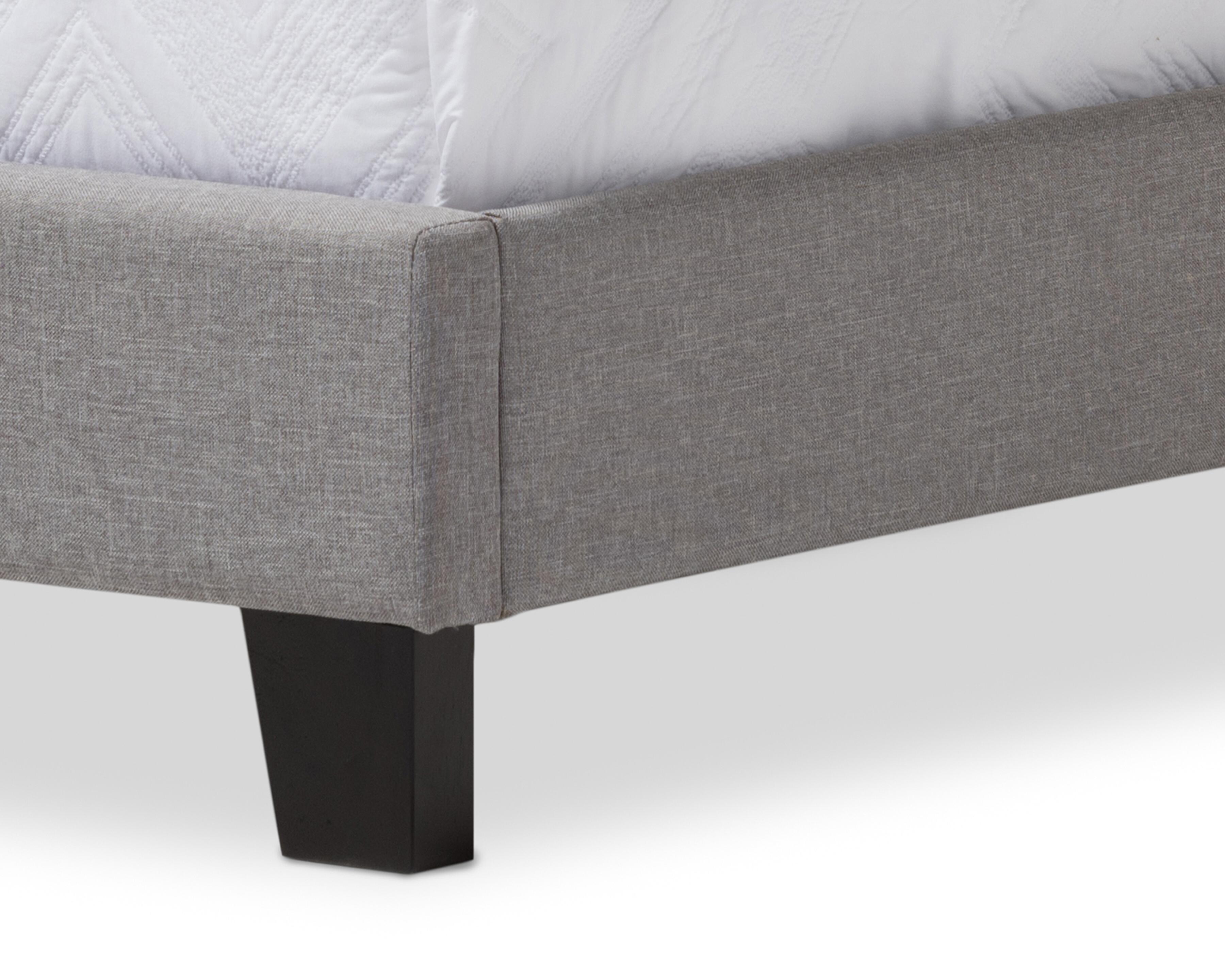 Linen Twin Upholstered Bed, Gray, large